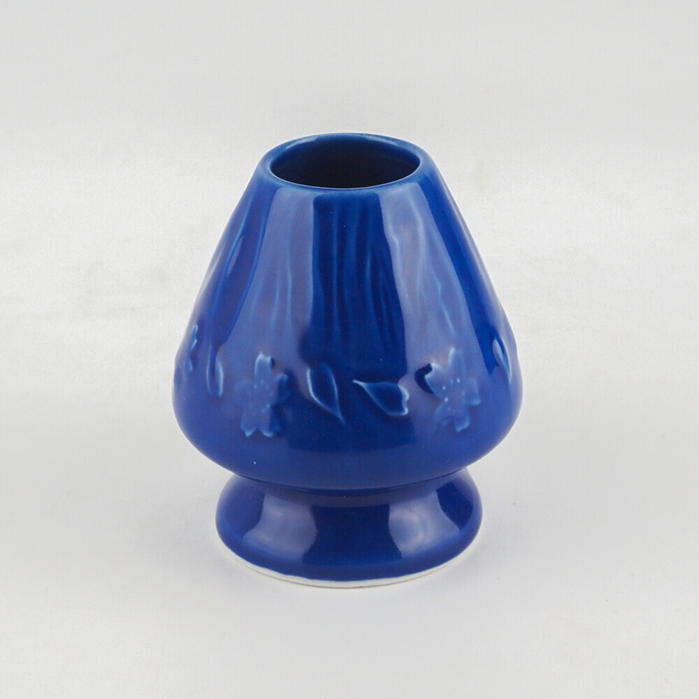 日本製 茶筅座 茶筅くせ直し 美濃燒 櫻花(深藍)