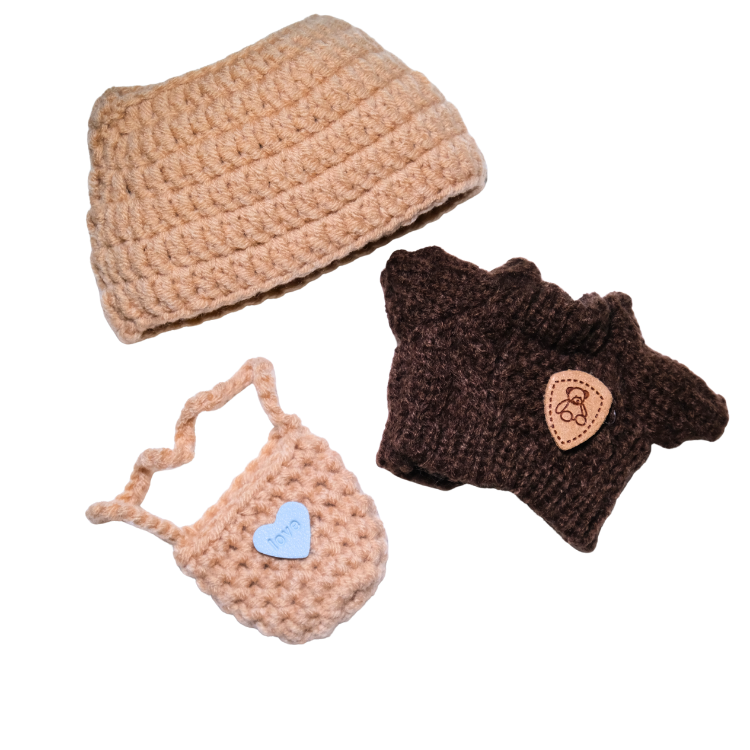 曲奇3重奏 - 針織毛衣冷帽娃衣套裝