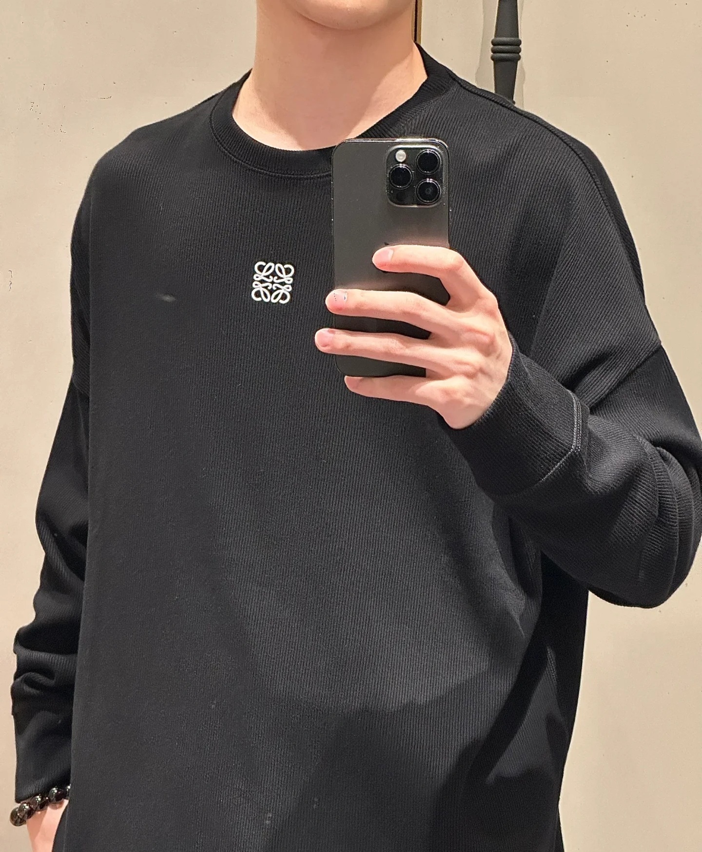 LOEWE 黑色 刺繡Logo Basic 長袖Tee