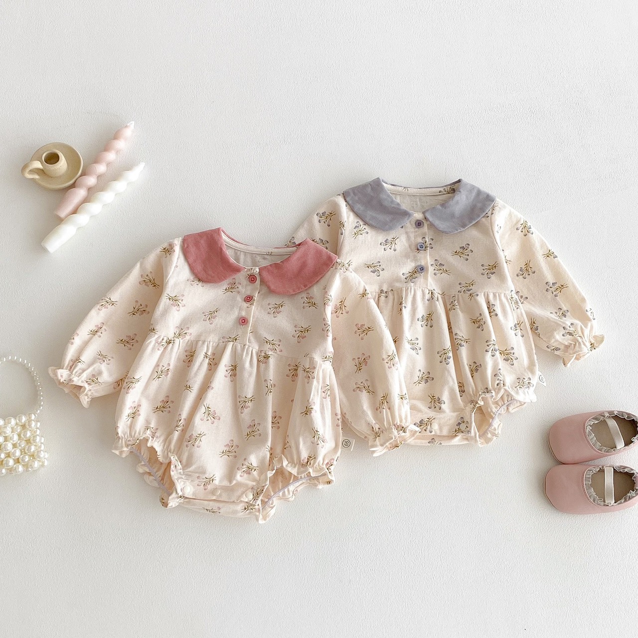 娃娃領碎花包屁衣