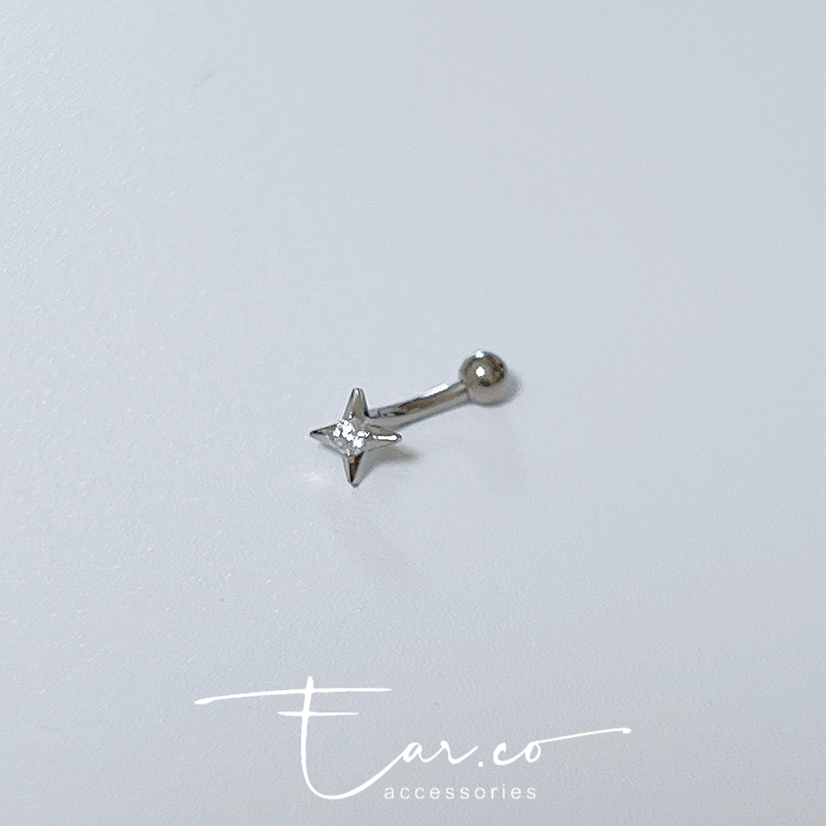 四芒星彎針耳環 [G23 Titanium]