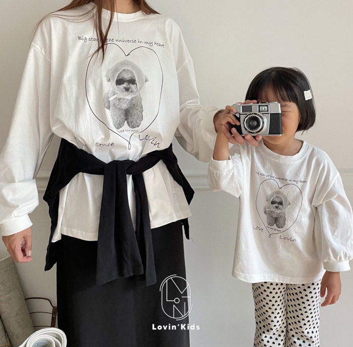 韓國 LOVIN - 25秋 親子款白T-KIDS