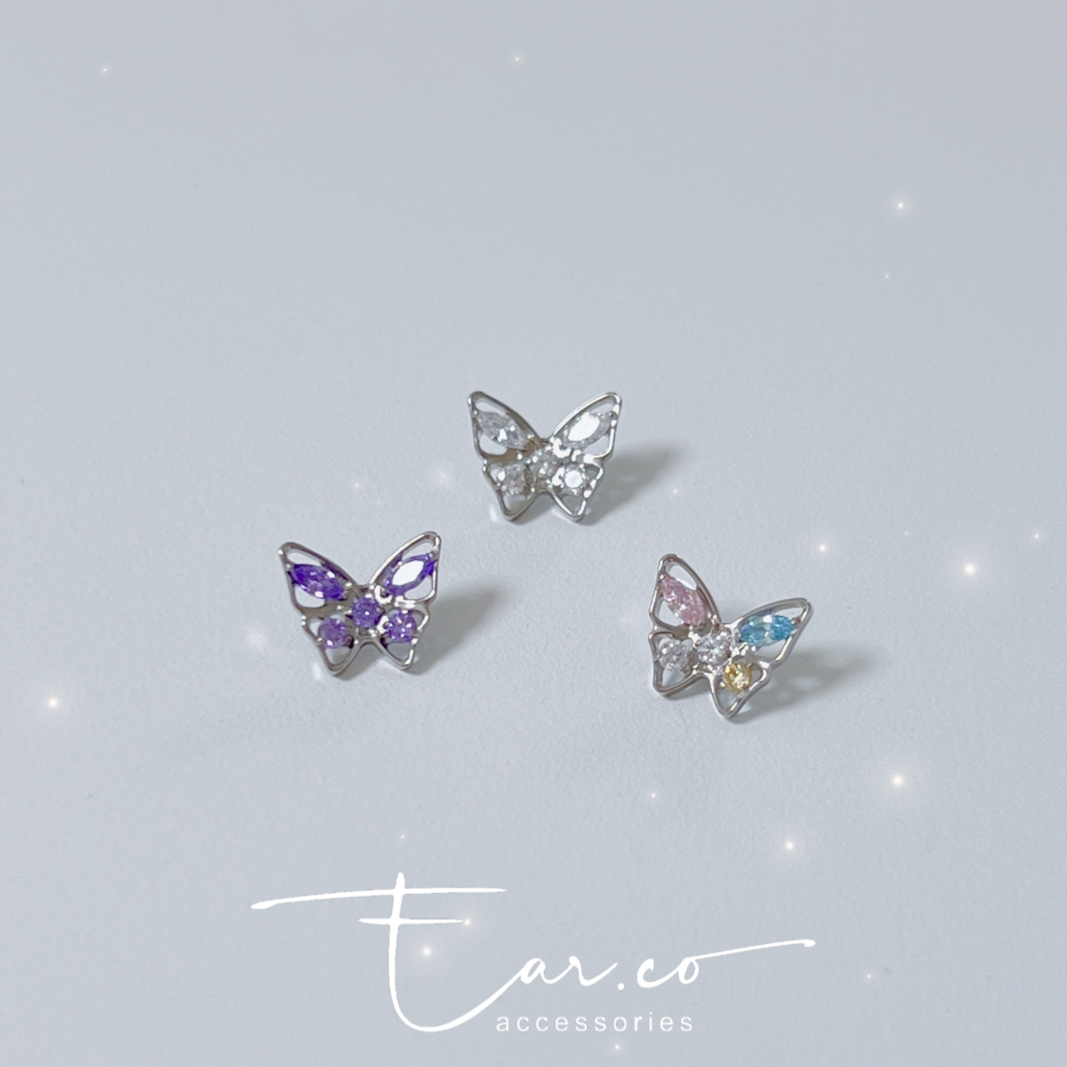 超美鏤空蝴蝶平頭耳門/耳珠/耳骨釘 [G23 Titanium]