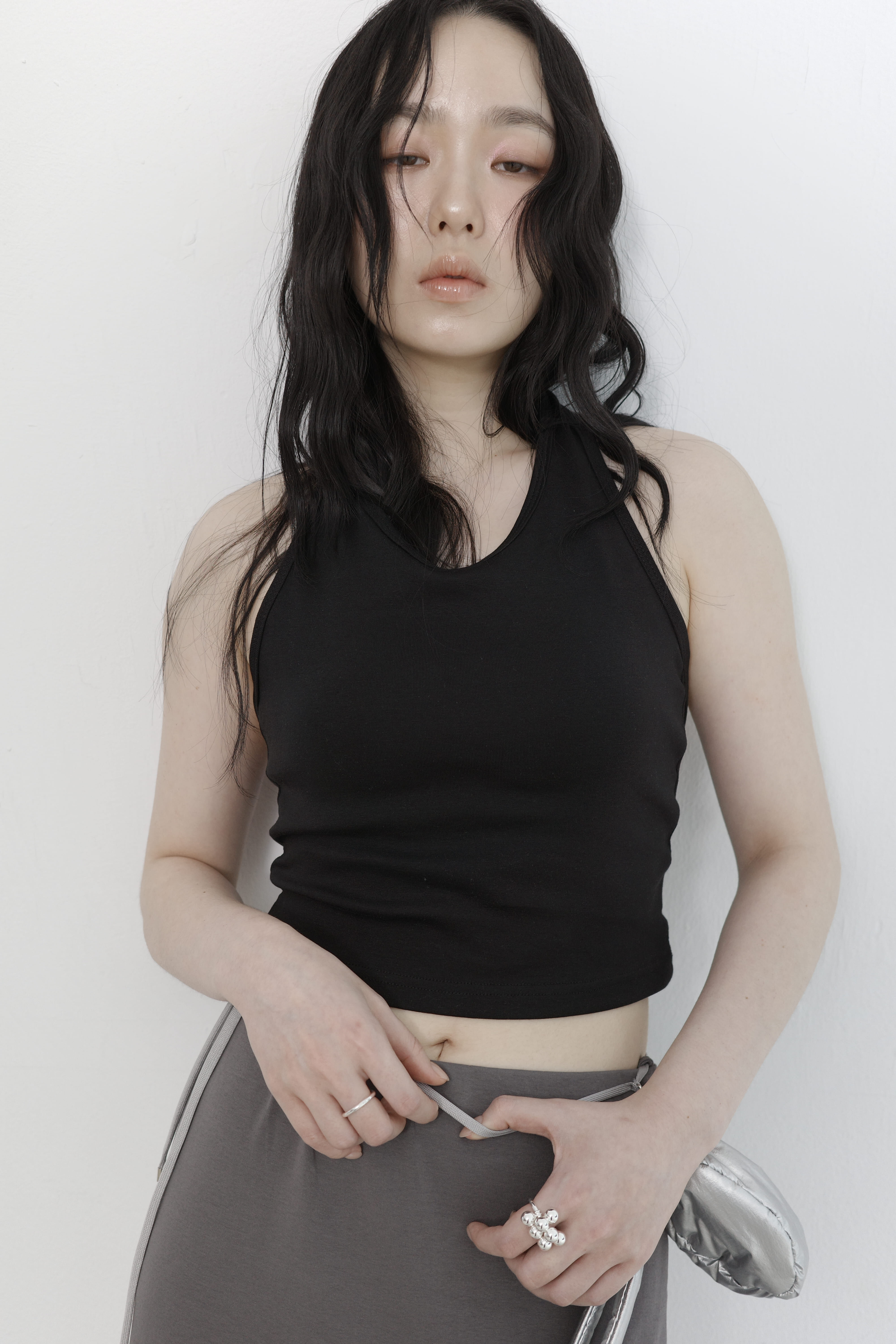 [madebylizzi]棉質繞頸bra背心-黑