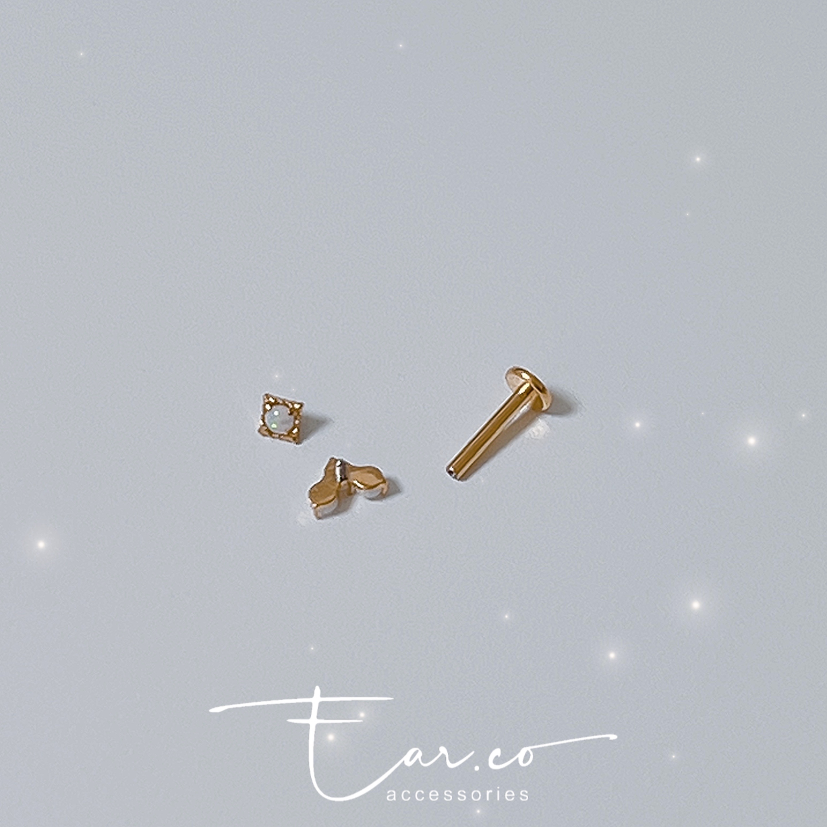 小精緻金色Opal平頭耳門/耳珠/耳骨釘 [G23 Titanium]