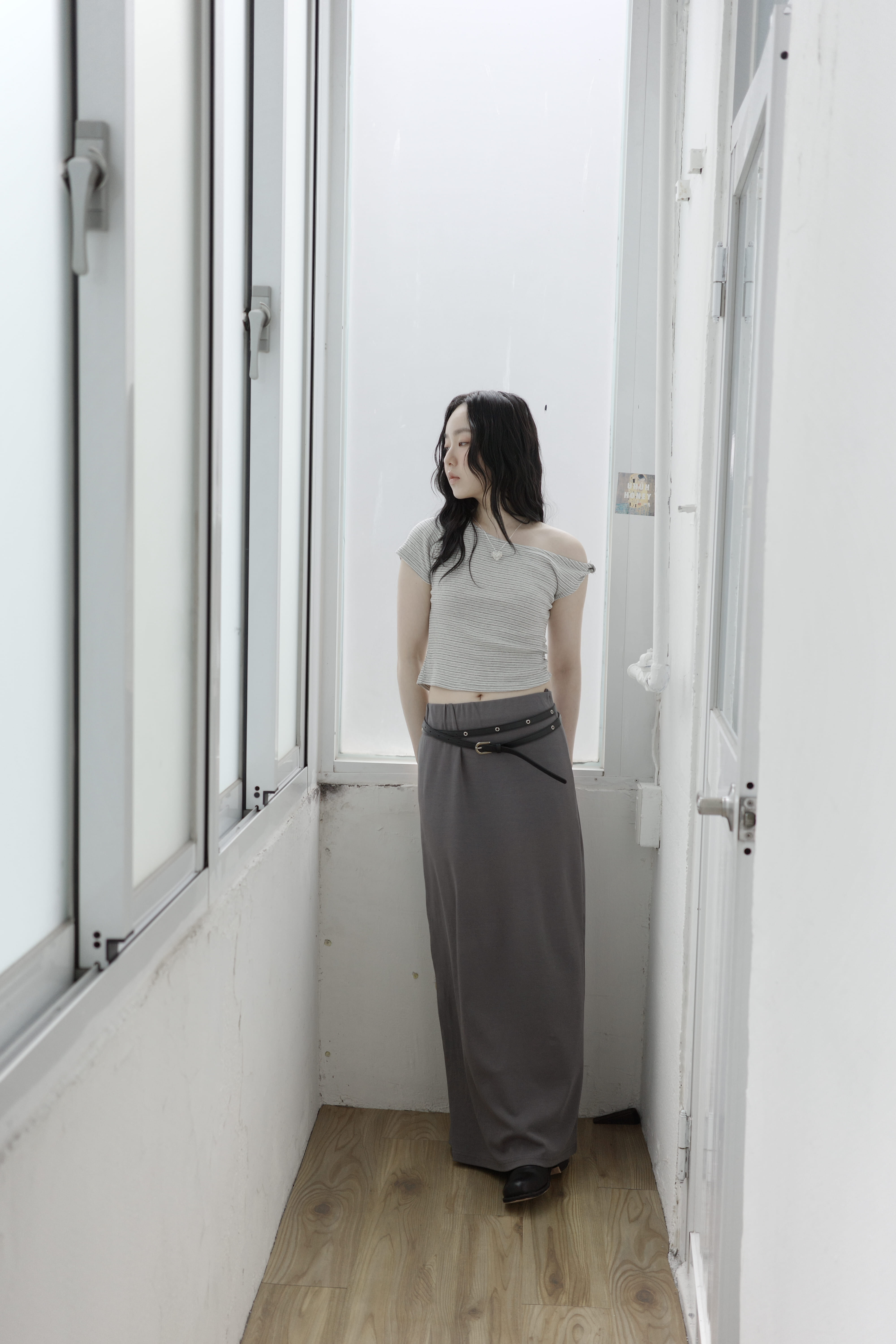 [madebylizzi]一條綁繩舒服裙-炭灰