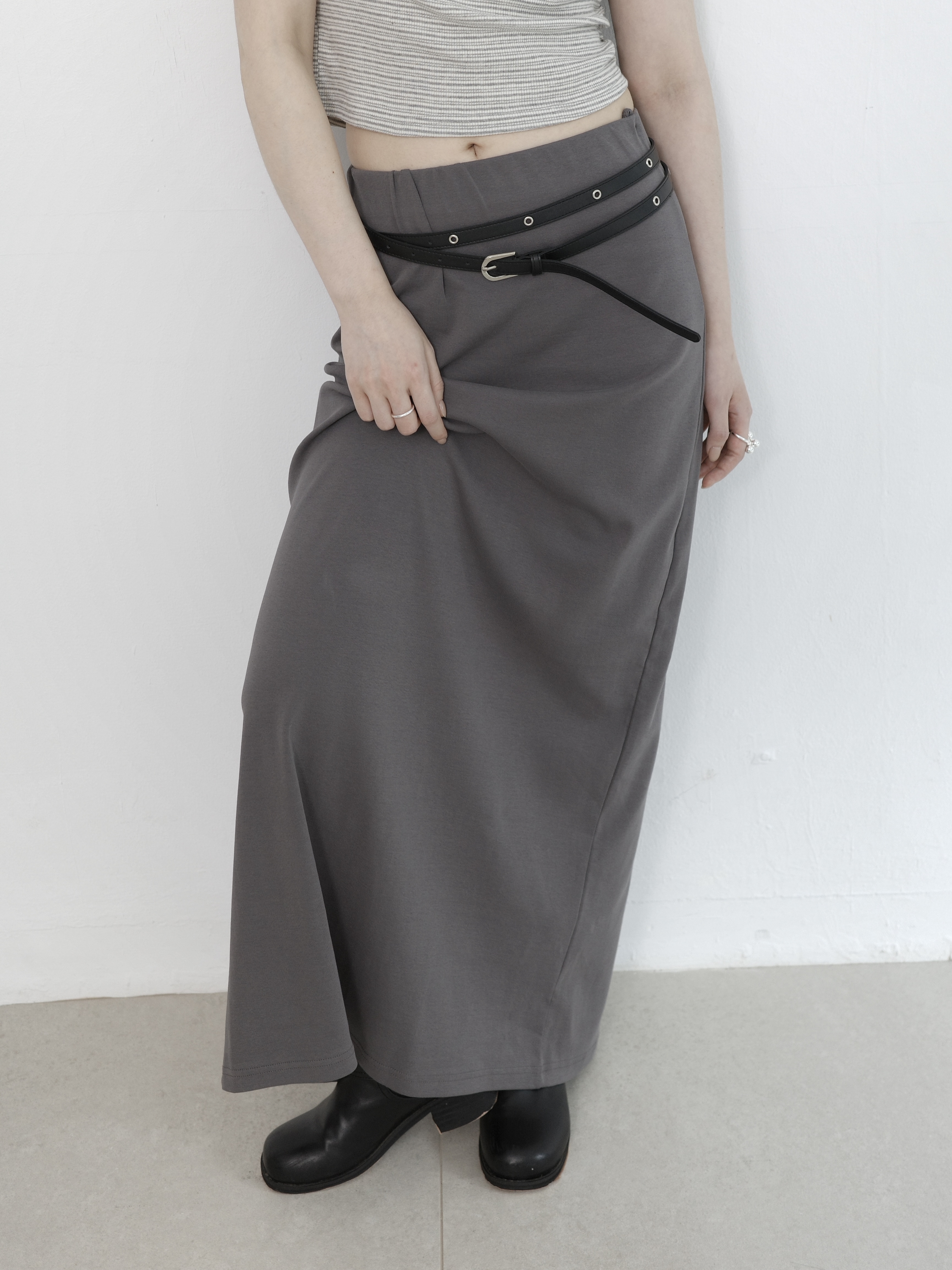 [madebylizzi]一條綁繩舒服裙-炭灰