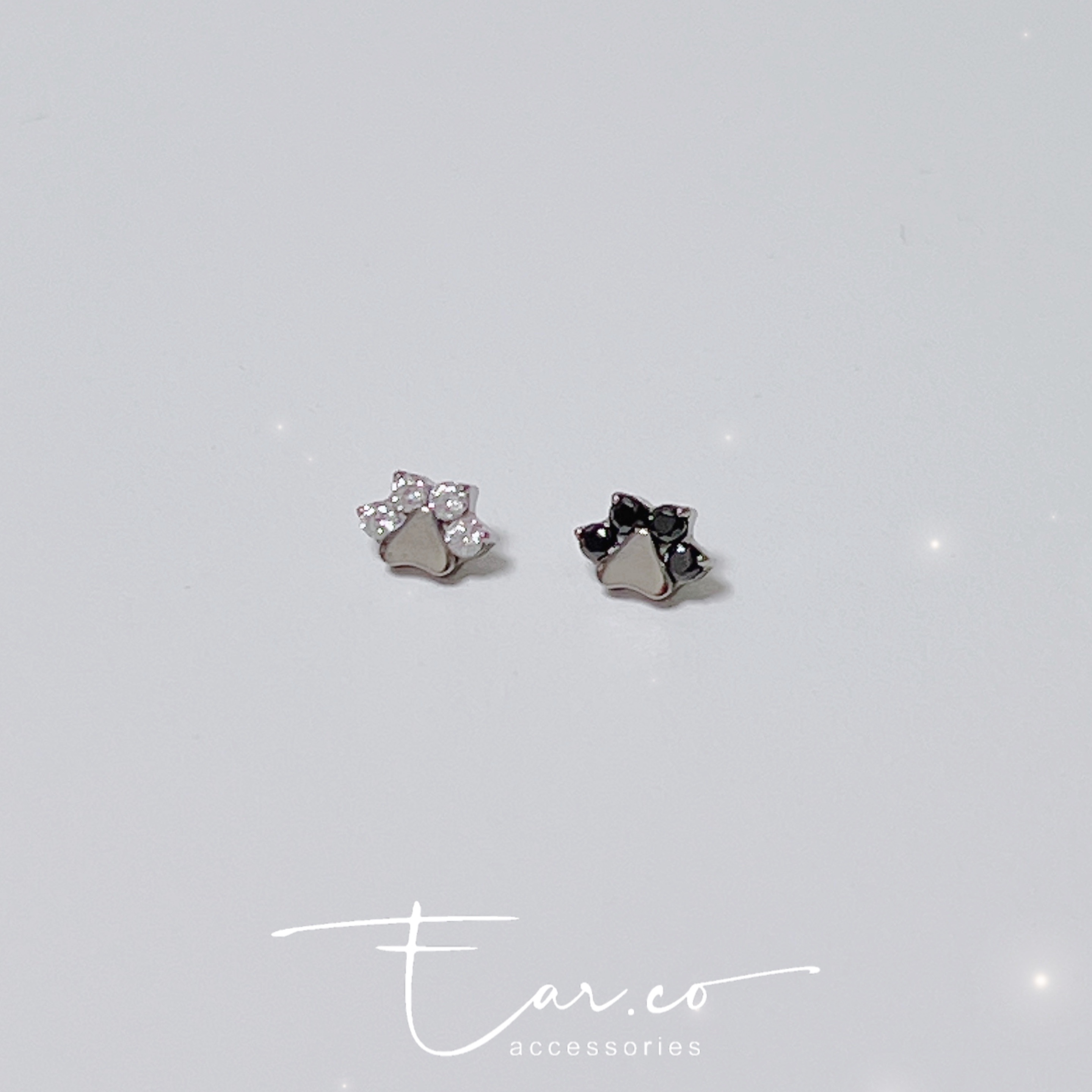 迷你閃石腳掌平頭耳門/耳珠/耳骨釘 [G23 Titanium]