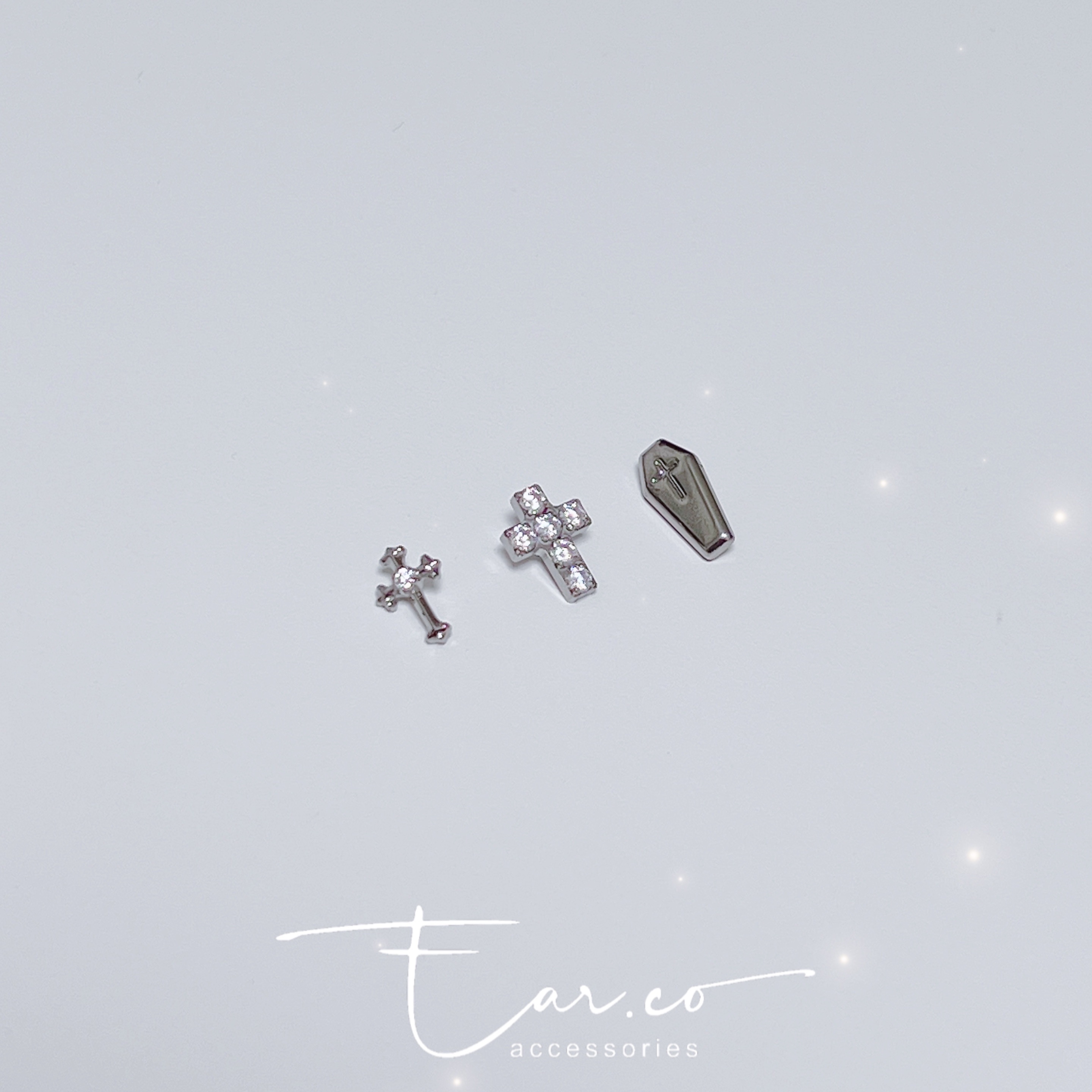 十字架Mix平頭耳門/耳珠/耳骨釘 [G23 Titanium]