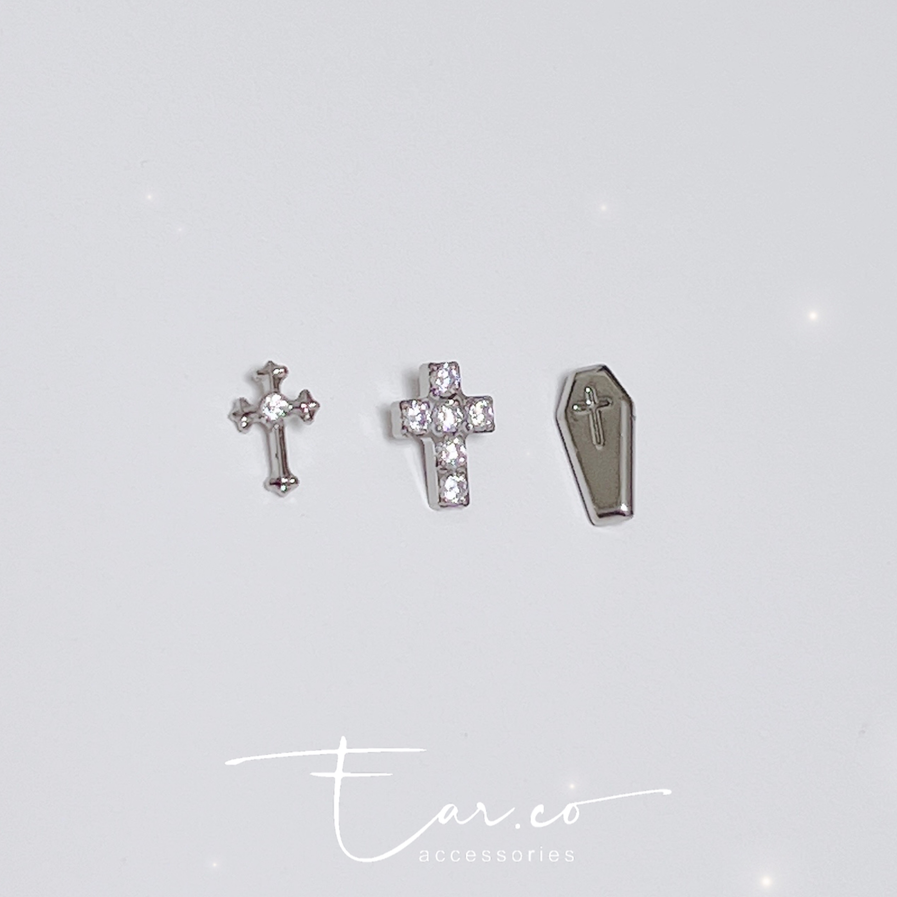 十字架Mix平頭耳門/耳珠/耳骨釘 [G23 Titanium]