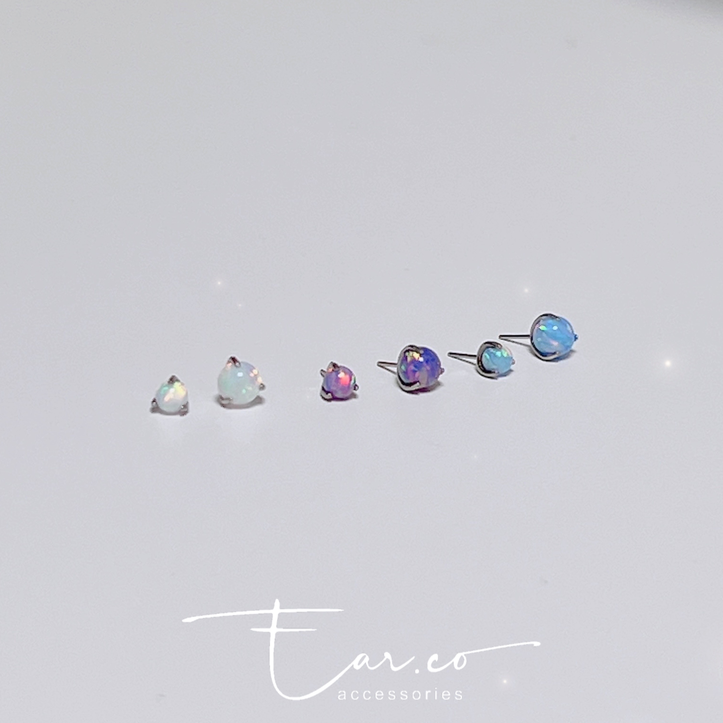 Opal圓波平頭耳門/耳珠/耳骨釘 [G23 Titanium]