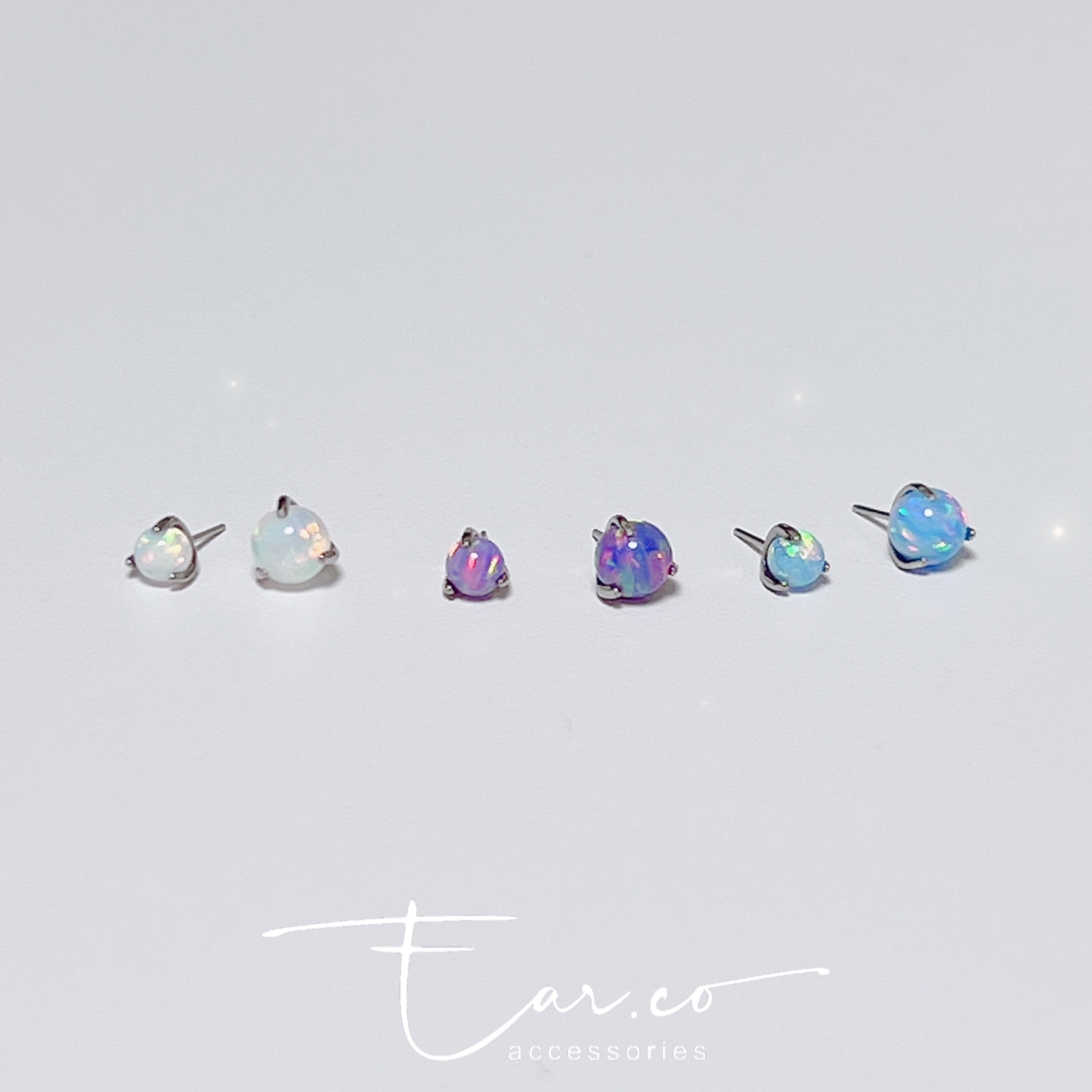 Opal圓波平頭耳門/耳珠/耳骨釘 [G23 Titanium]