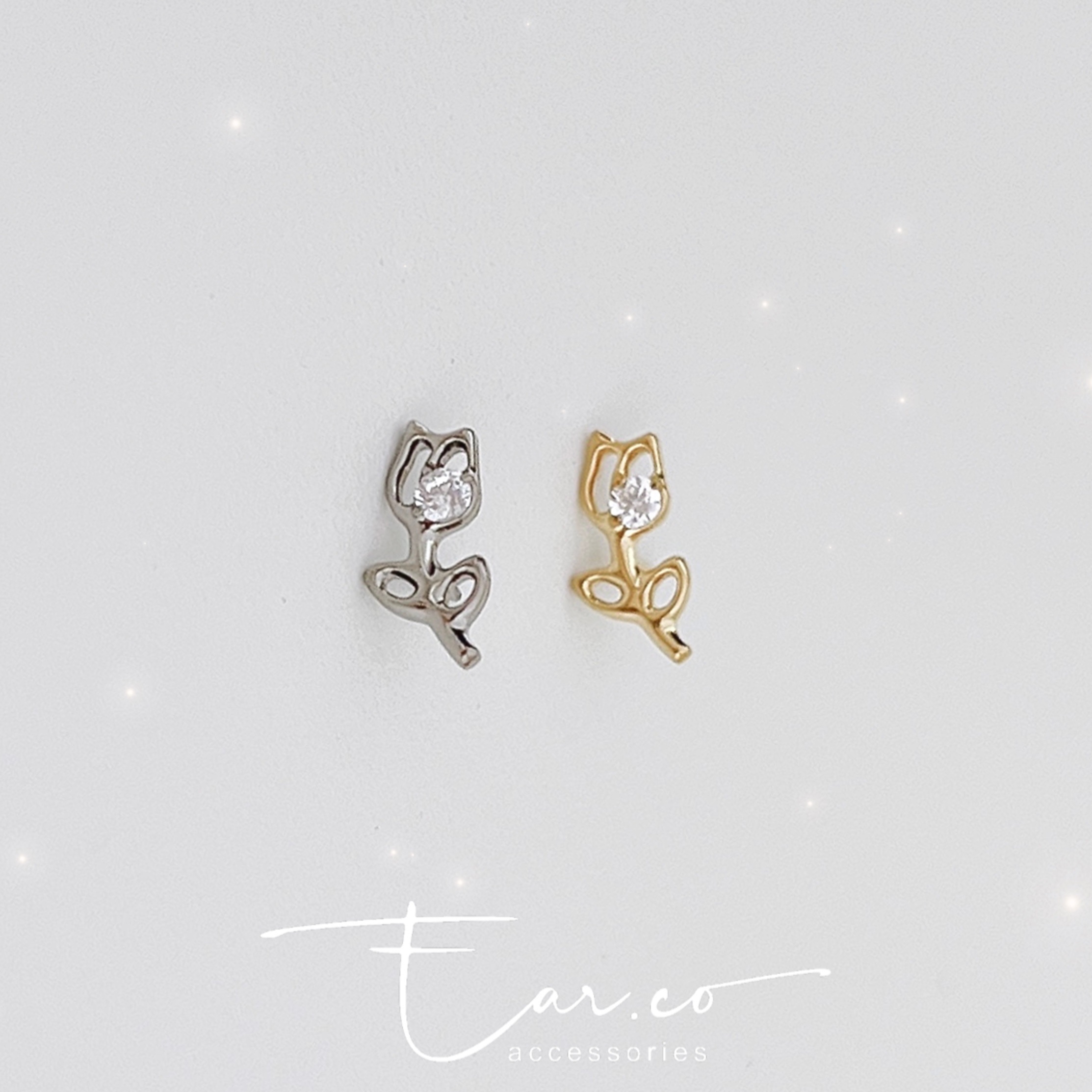 鬱金香平頭耳門/耳珠/耳骨釘 [G23 Titanium]