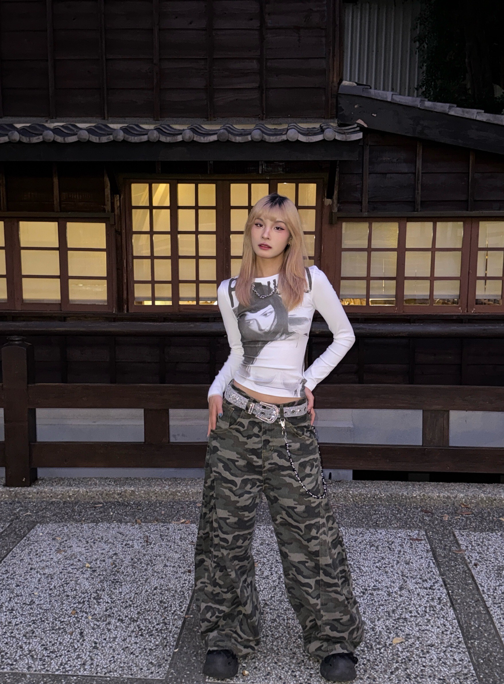 (GOAL) 美式復古正肩修身薄長袖 R9166