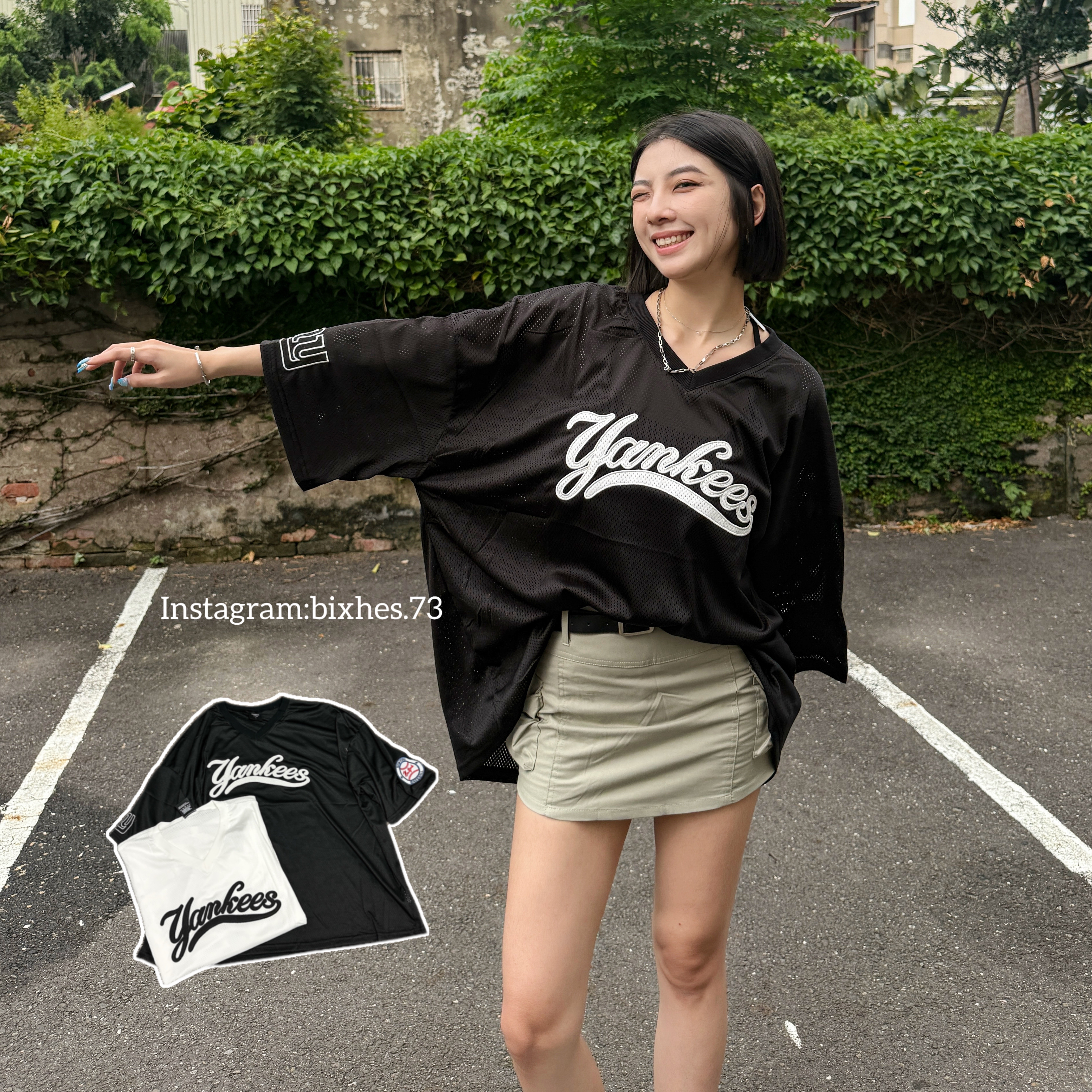 V領網眼透視短T(A00063)