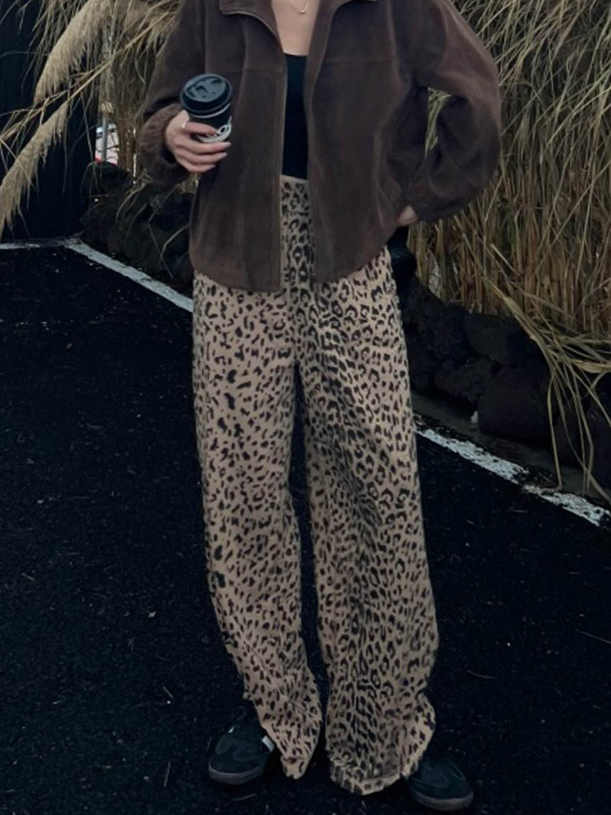 豹紋休閒寬褲*2色
