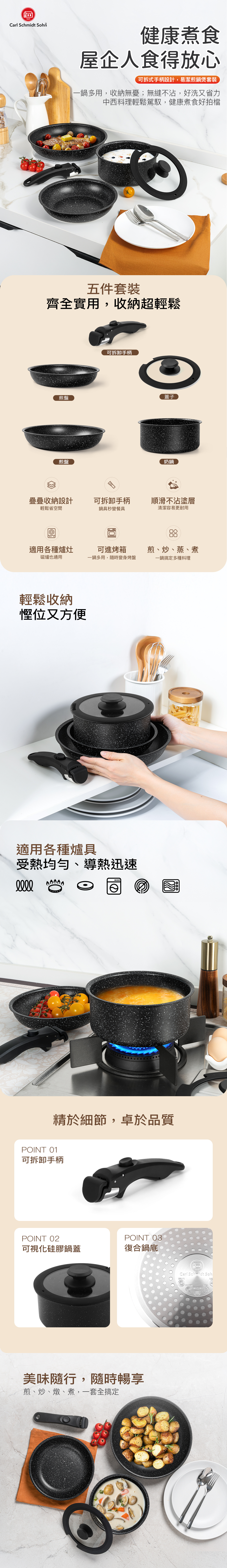 CSS Black classic 5-piece pan set