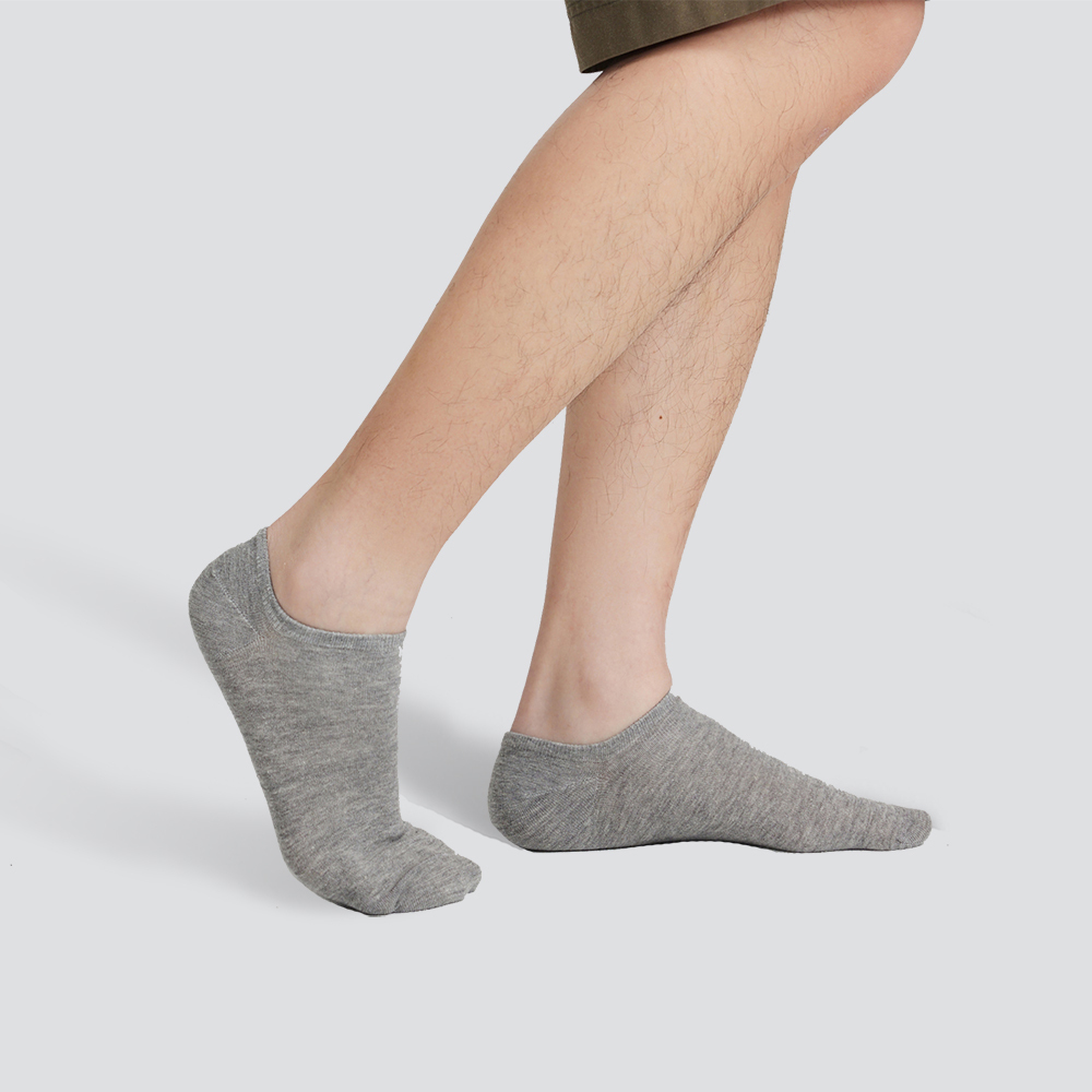 無縫棉質船型襪-麻灰