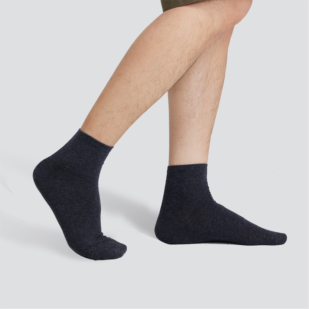 無縫棉質中筒襪-深灰