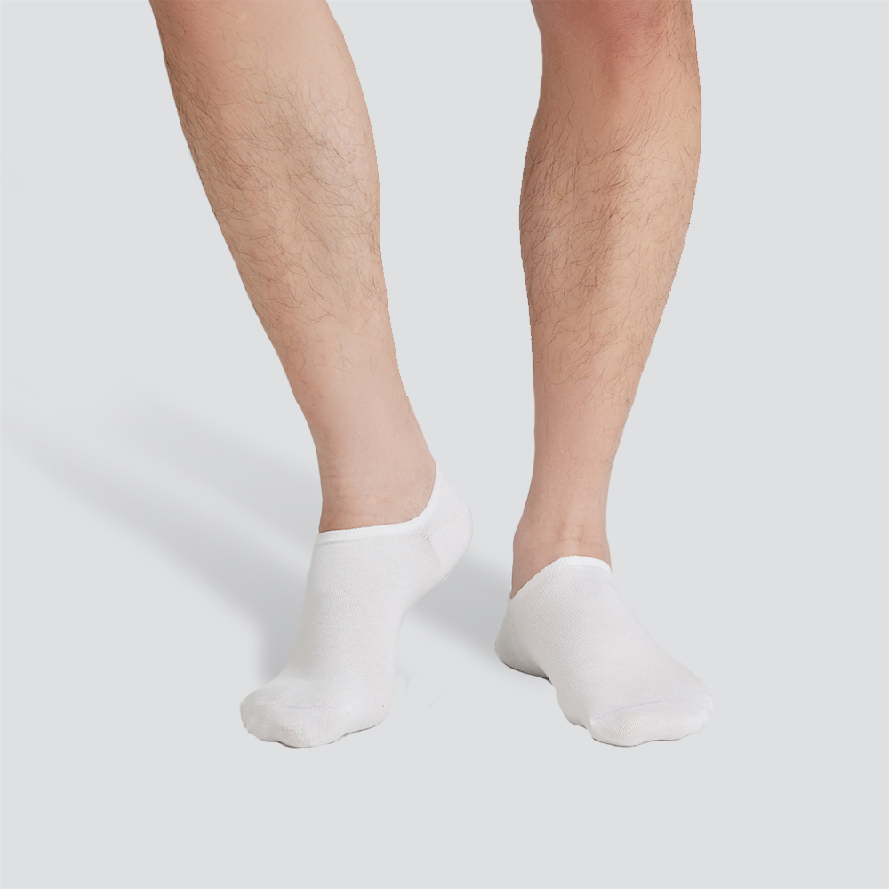 無縫棉質船型襪-白