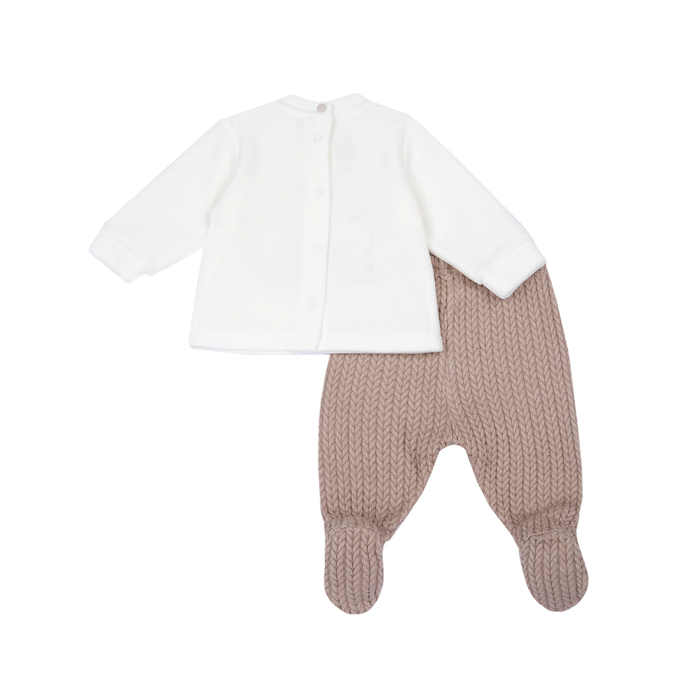 Lattee小兔-剪毛絨+仿粗針針織連腳褲套裝