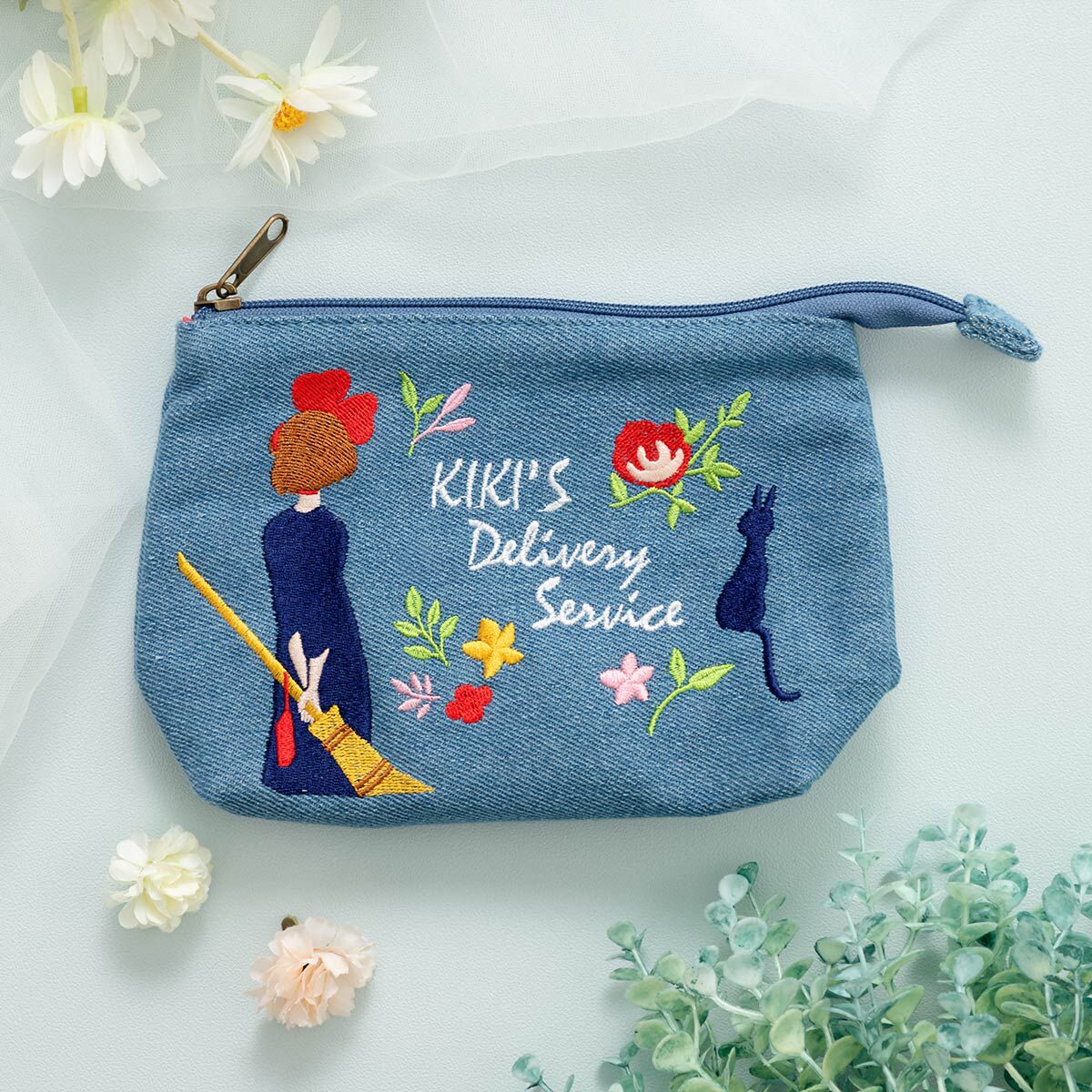 牛仔布刺繡系列 魔女宅急便 寬底小包