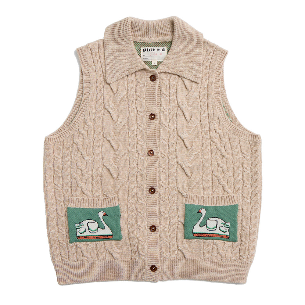 Dango and Swan Boats Collar Sleeveless Cardigan