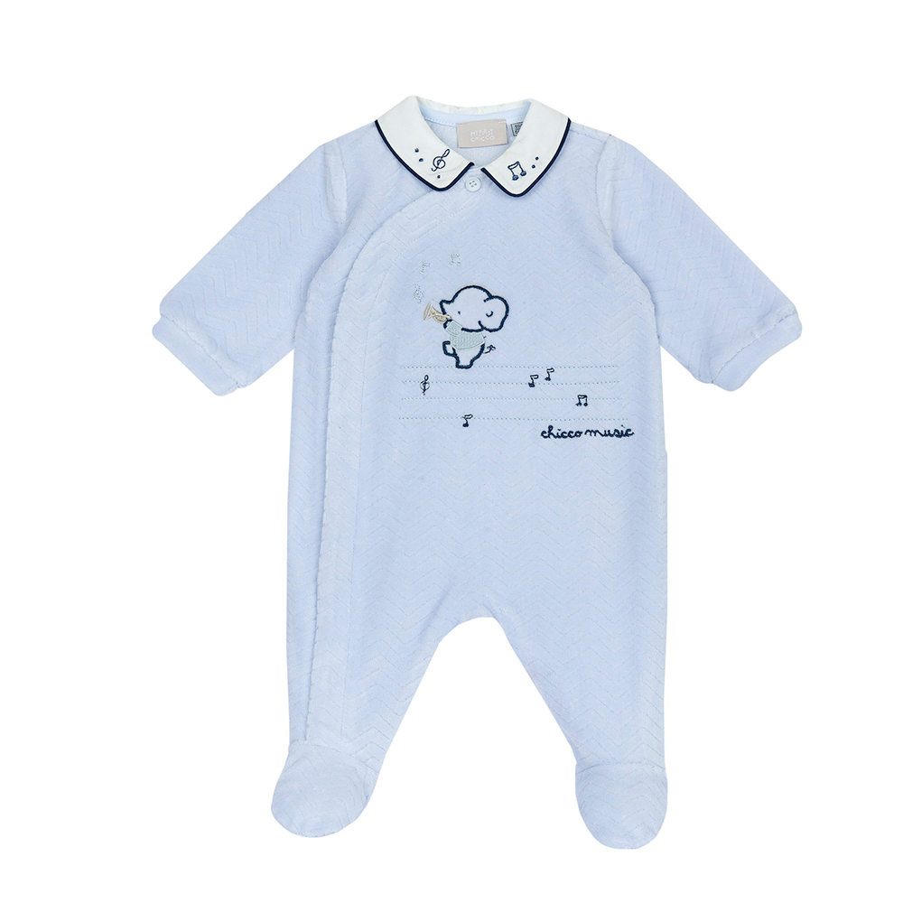 小象樂團-山形紋剪毛絨有領前側開兔裝