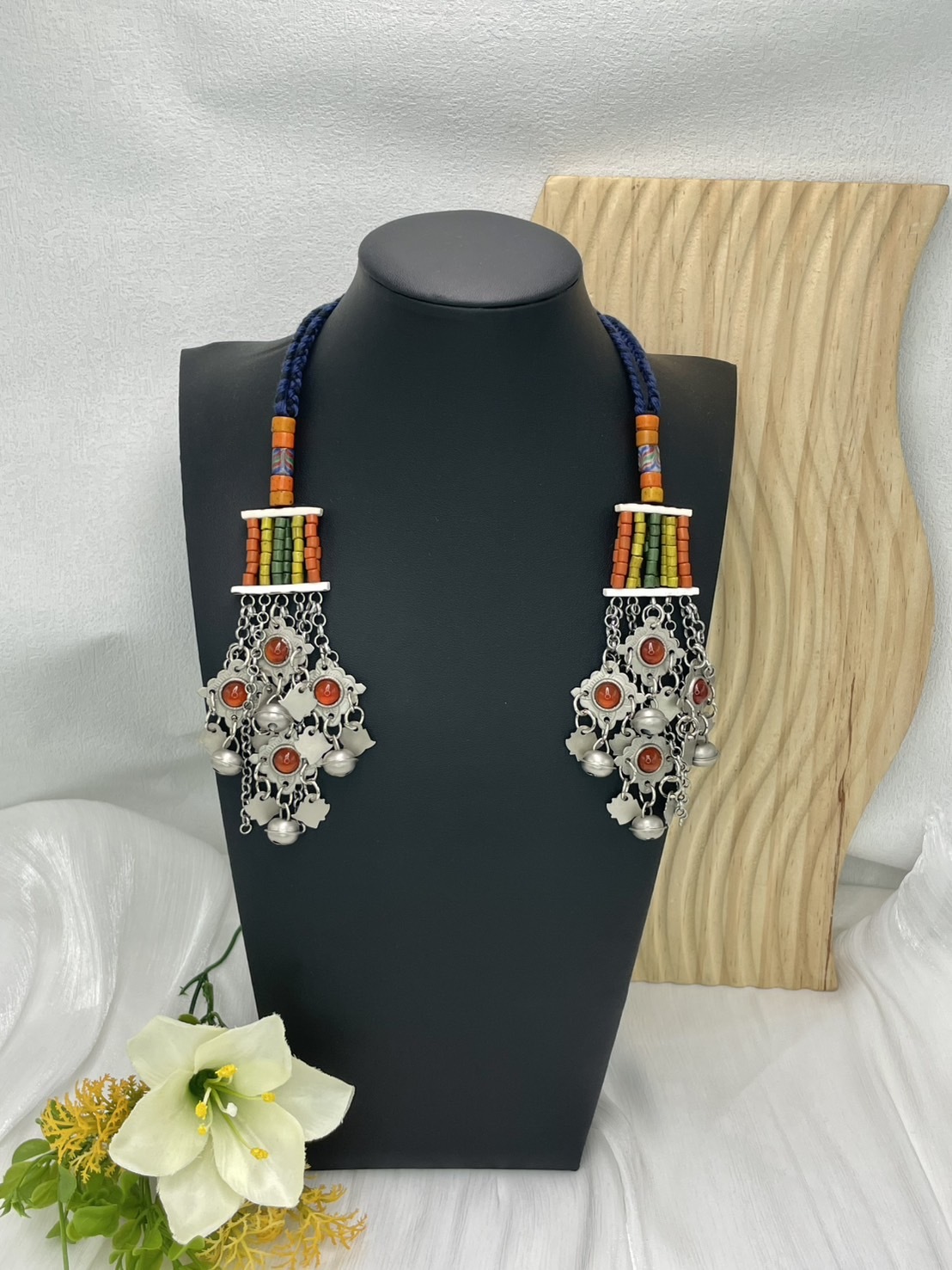 W-No.85傳統花珠少女耳掛13cm