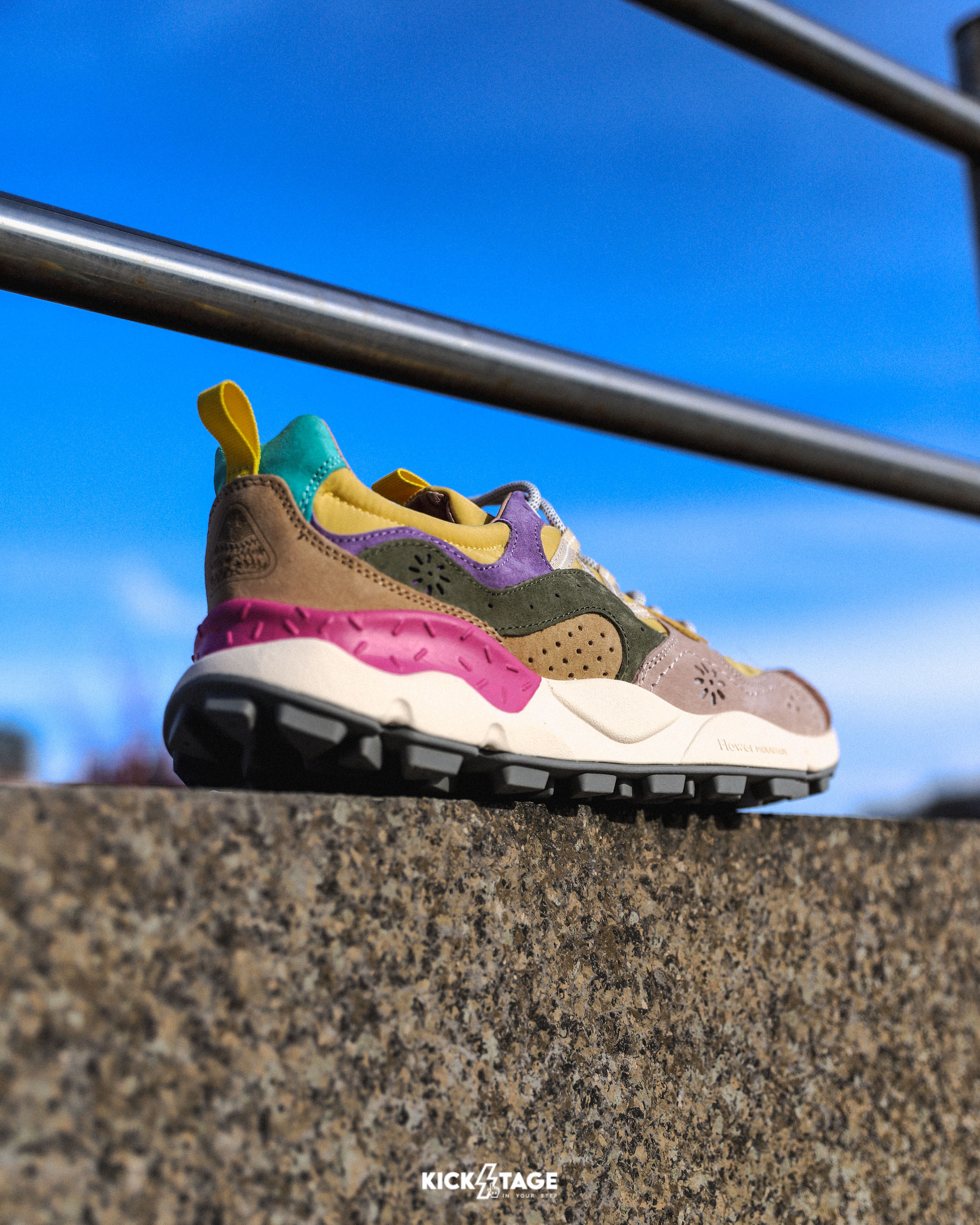 男鞋 Flower MOUNTAIN 山霧花野 YAMANO 3 山野3 山吹暮彩 黃色 戶外 皮革 多層次拼接 軟木鞋墊 耐磨橡膠大底 休閒鞋【FM2589211】