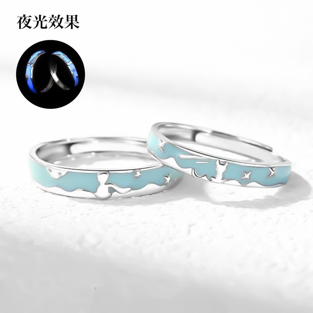 「小王子和狐狸」情侶戒指💍 免費刻字✒️ 夜光對戒✨