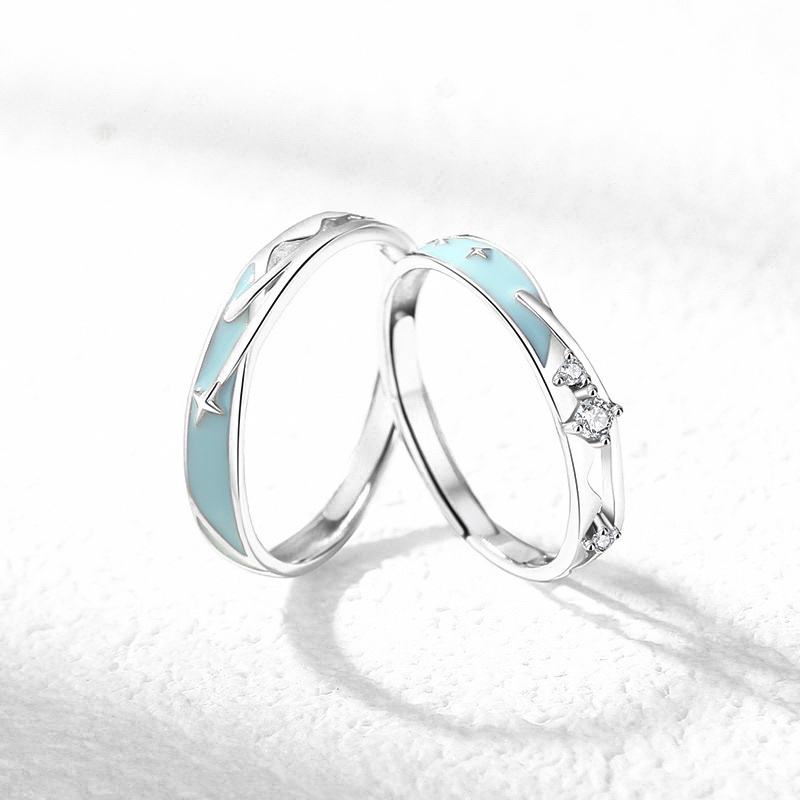 「流星雨」夜光情侶戒指💍 ｜S925純銀｜免費刻字✒️ ｜夜光對戒✨