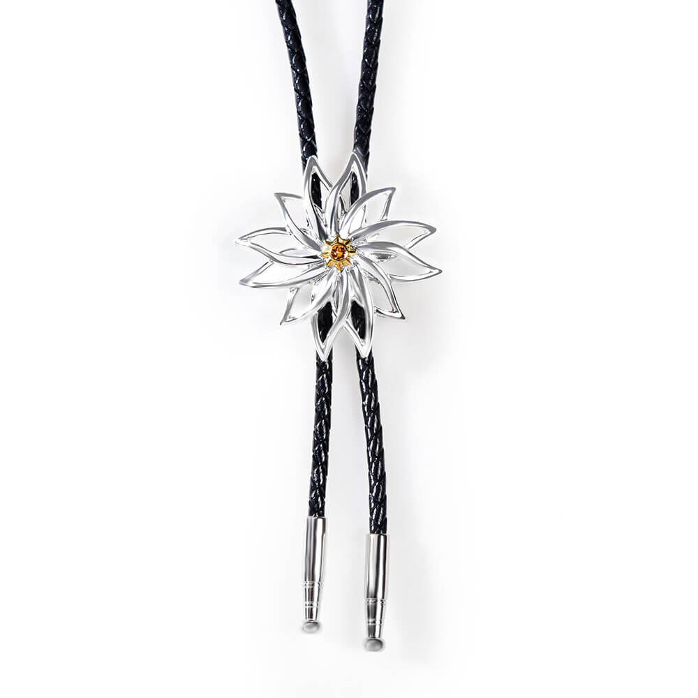 曠野之花 真皮皮繩 保羅領帶/Bolo Tie/美式領帶 - 新品
