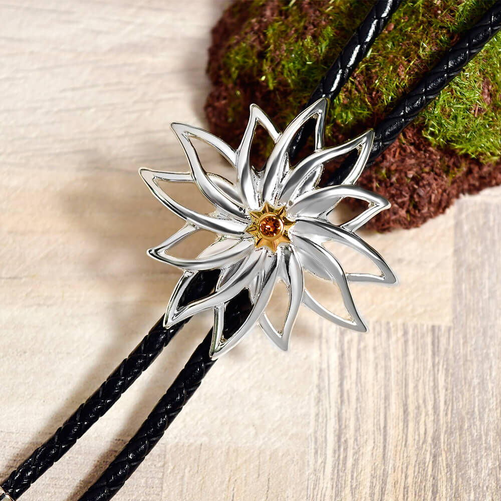 曠野之花 真皮皮繩 保羅領帶/Bolo Tie/美式領帶 - 新品