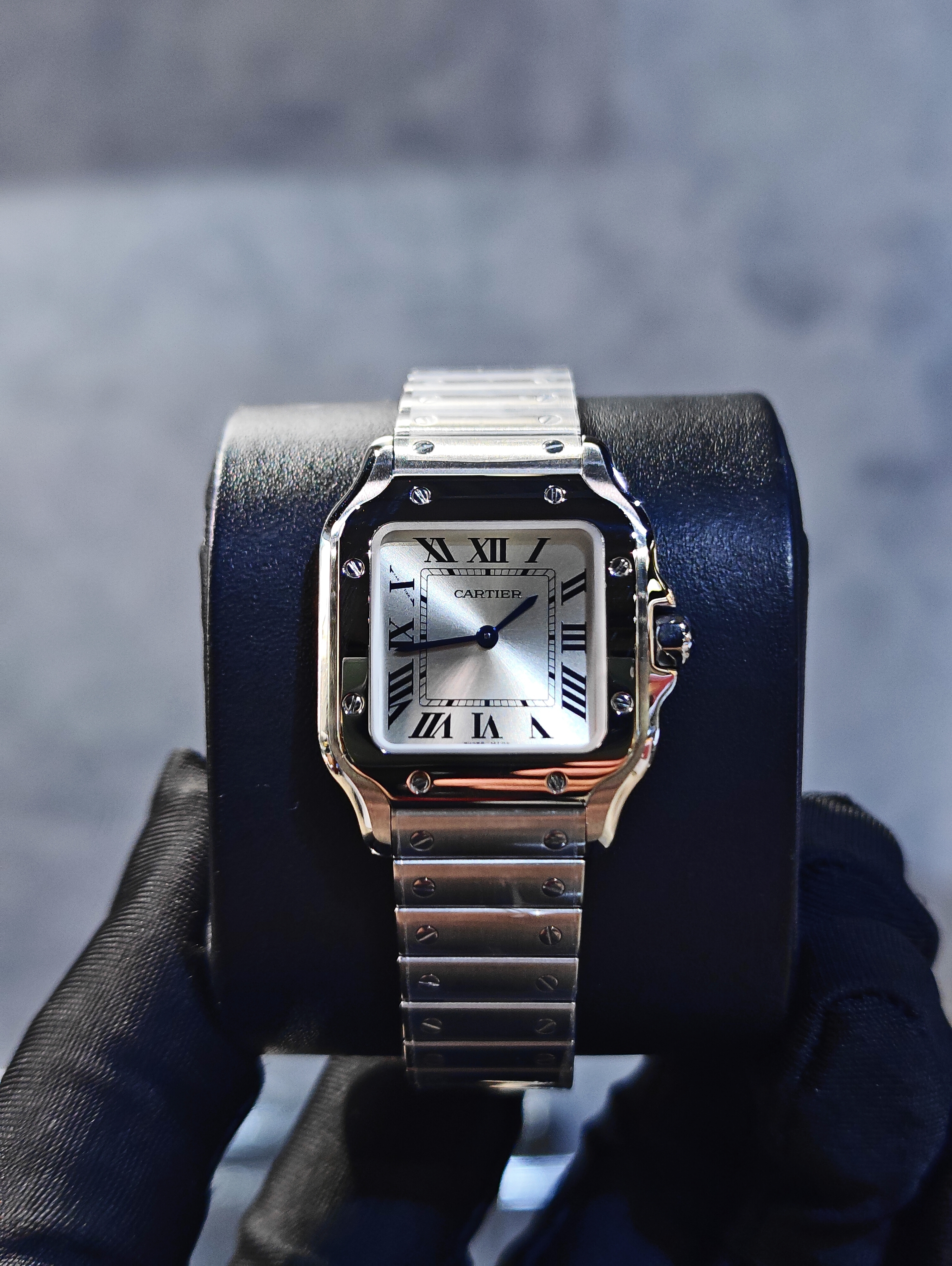 BRAND NEW CARTIER WSSA0082 SILVER DIAL SANTOS DE 27MM Small MODEL QUARTZ MOVEMENT STEEL INTERCHANGEABLE METAL AND LEATHER BRACELETS