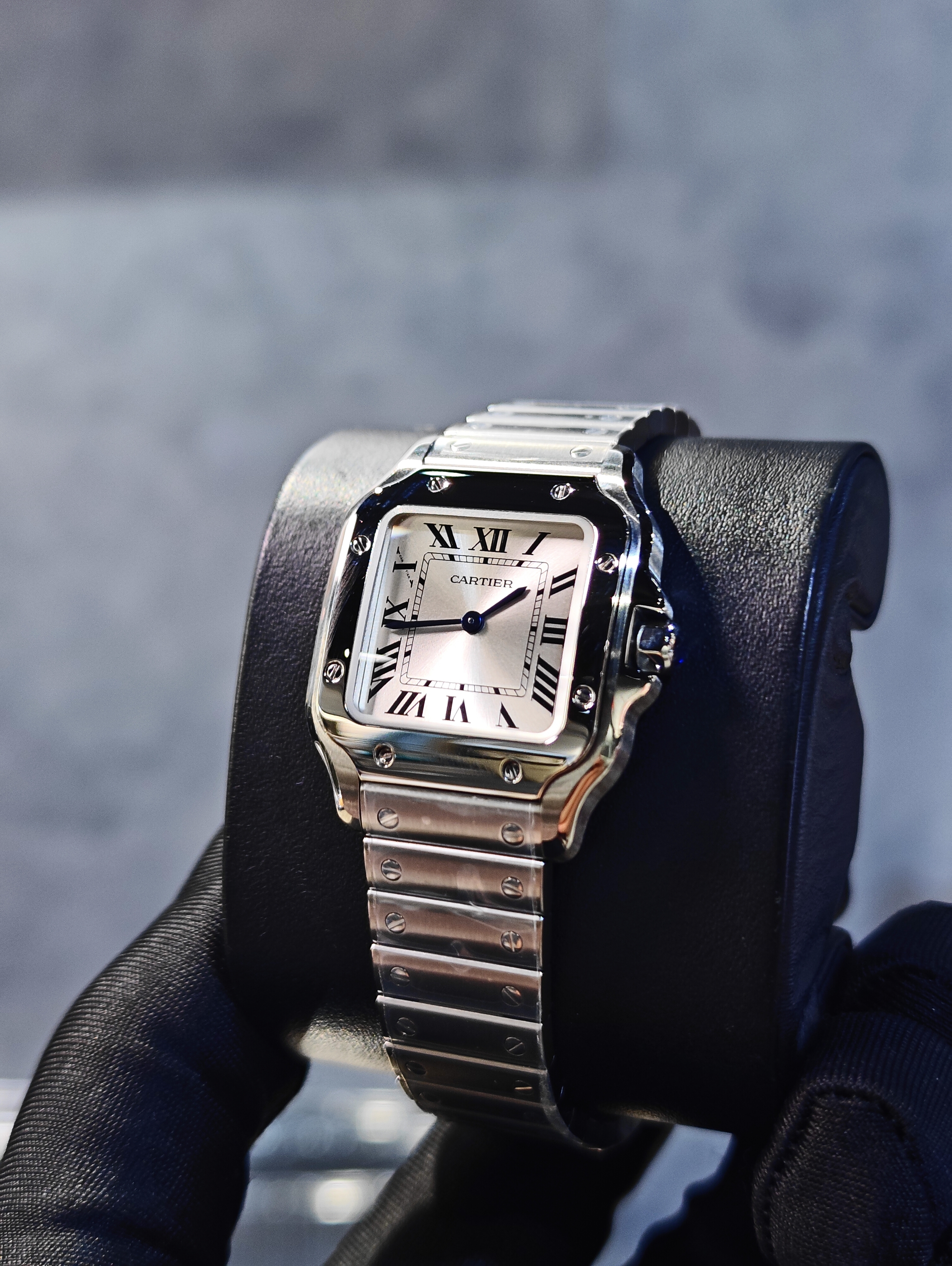 BRAND NEW CARTIER WSSA0082 SILVER DIAL SANTOS DE 27MM Small MODEL QUARTZ MOVEMENT STEEL INTERCHANGEABLE METAL AND LEATHER BRACELETS