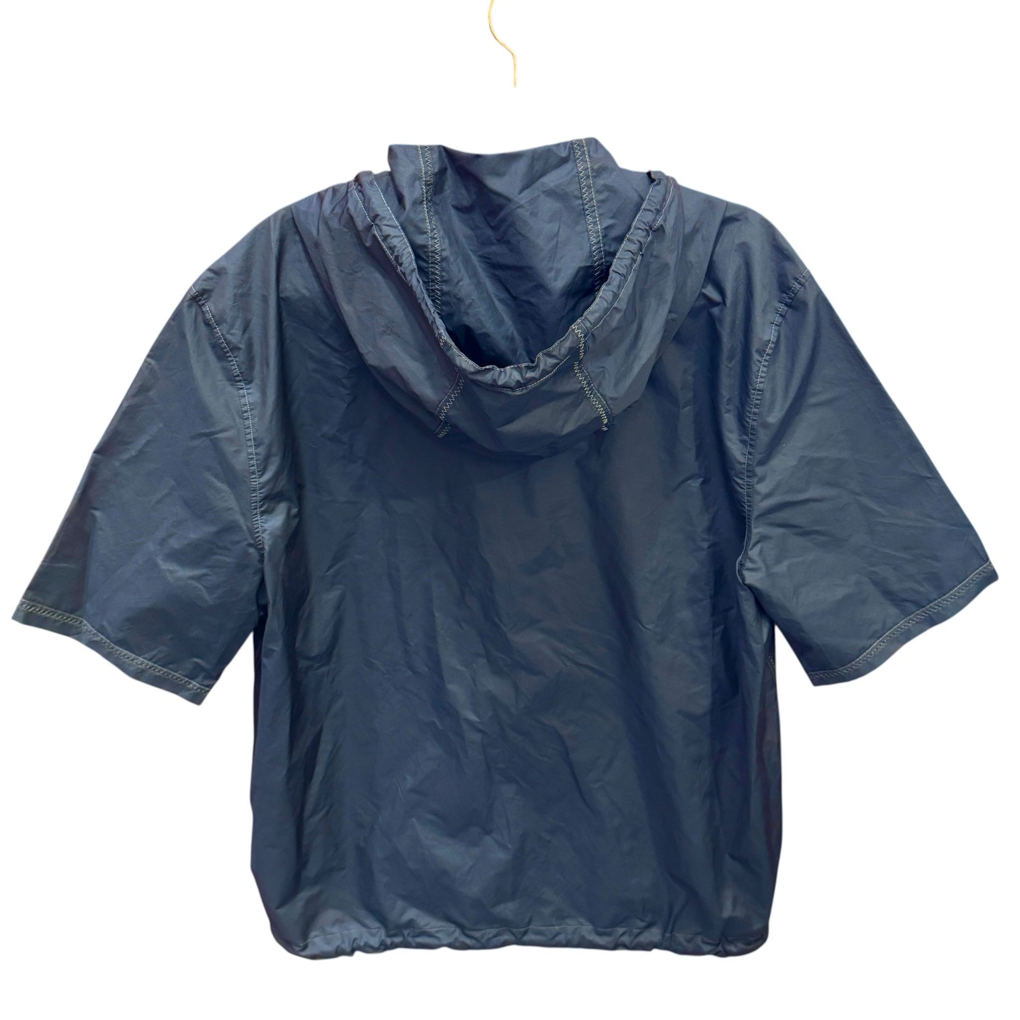 全新HERMES防風外套 女士38碼 深藍色棉質 短袖拉鏈連帽 #BRAND NEW #香榭站正品