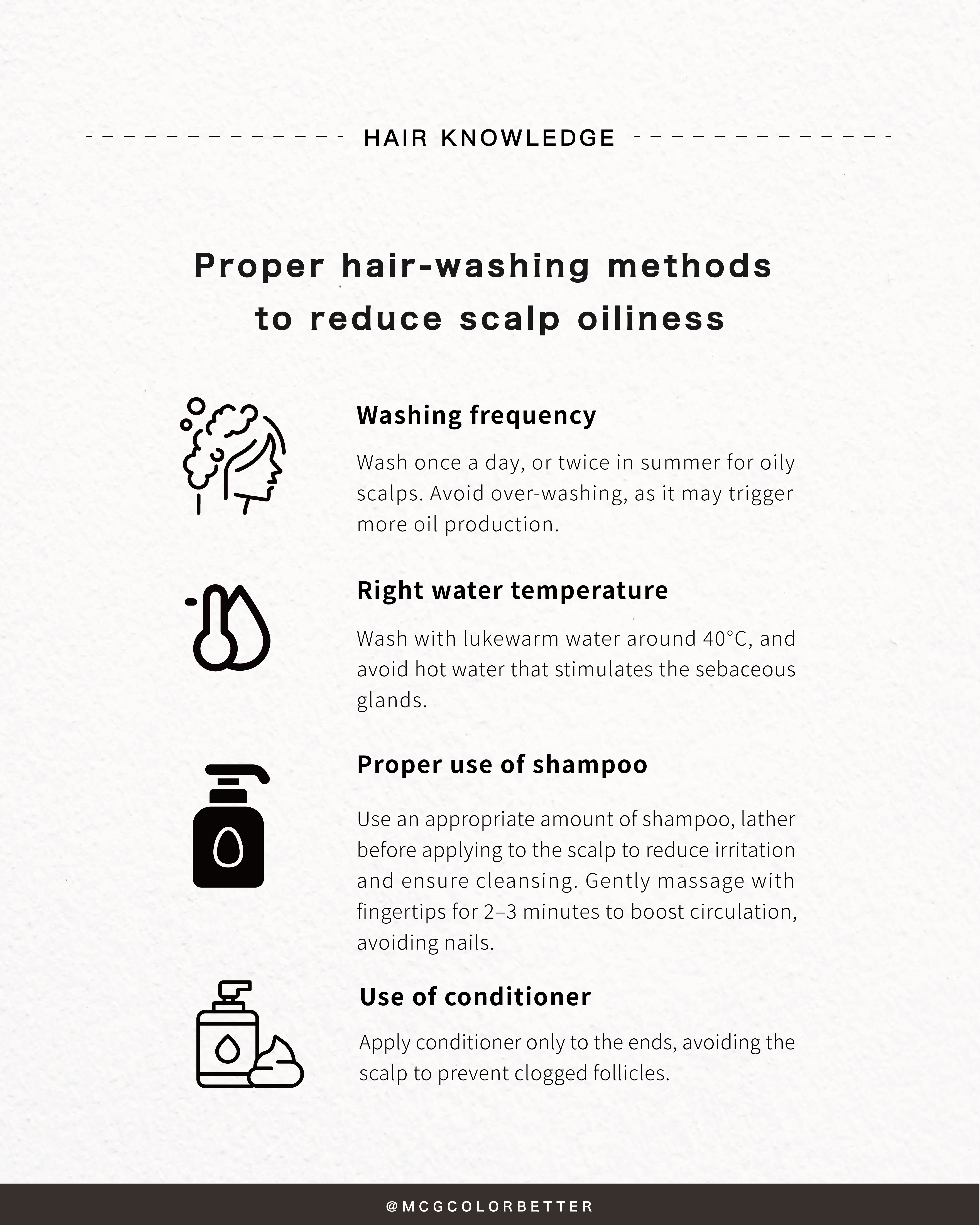 Proper hair-washing methods to reduce scalp oiliness