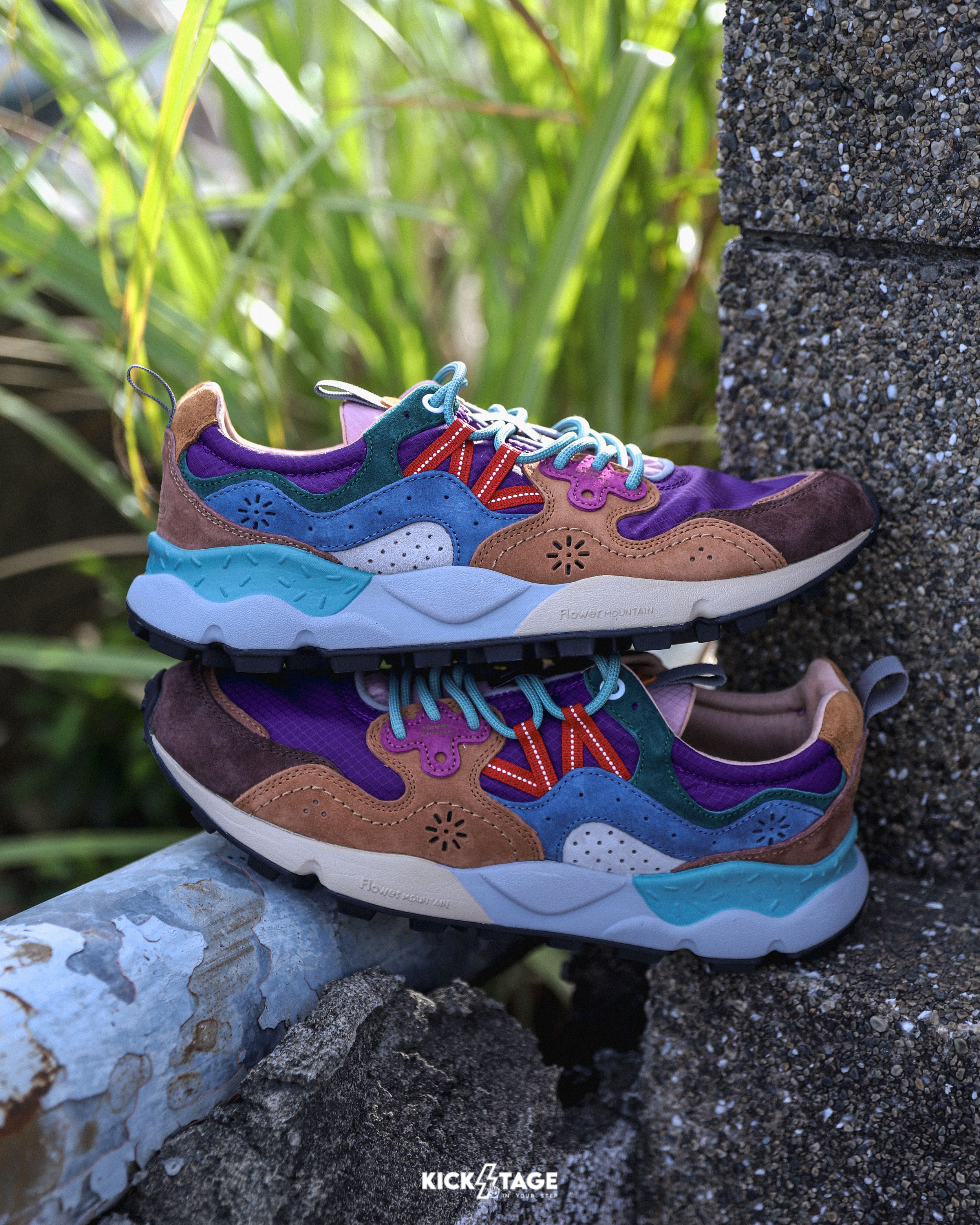 男鞋 Flower MOUNTAIN 山霧花野 YAMANO 3 山野3 紫色 戶外 皮革 多層次拼接 軟木鞋墊 耐磨橡膠大底 休閒鞋【FM2589219】