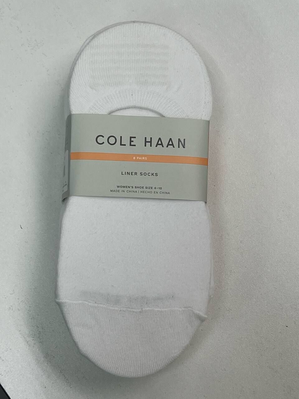[S] WHITE COLE HAAN LINER SOCKS, 8 PAIRS, 194882168023 (SZZ663)