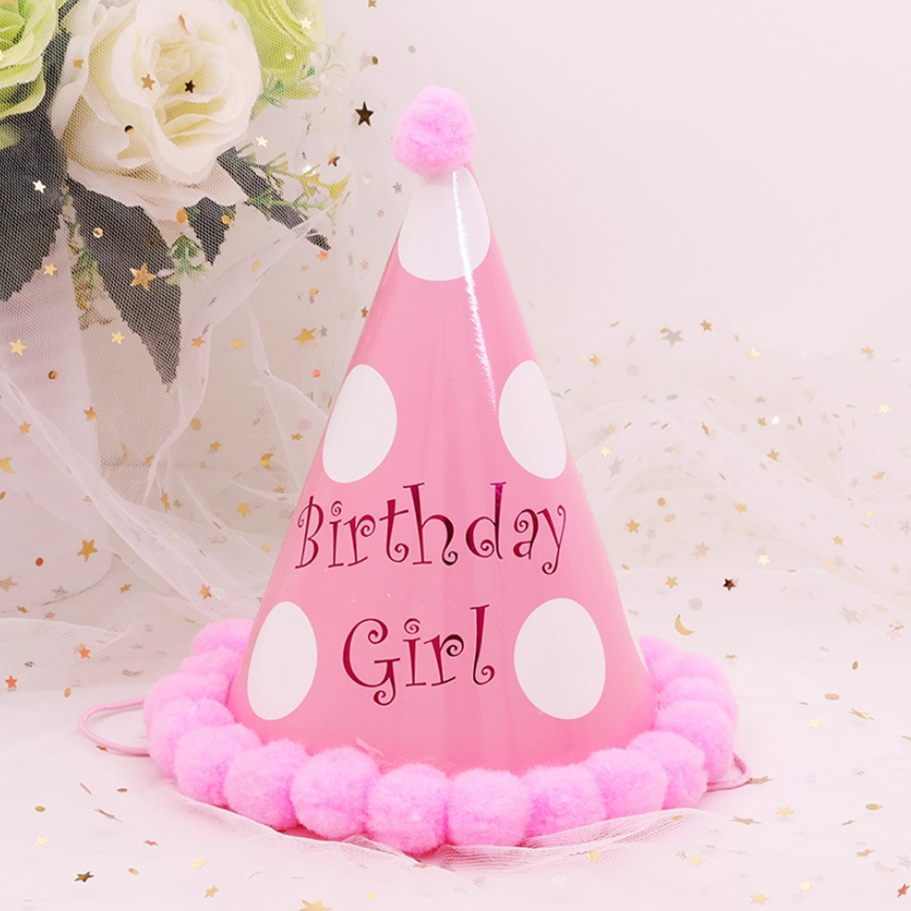 生日帽丨波點毛球款