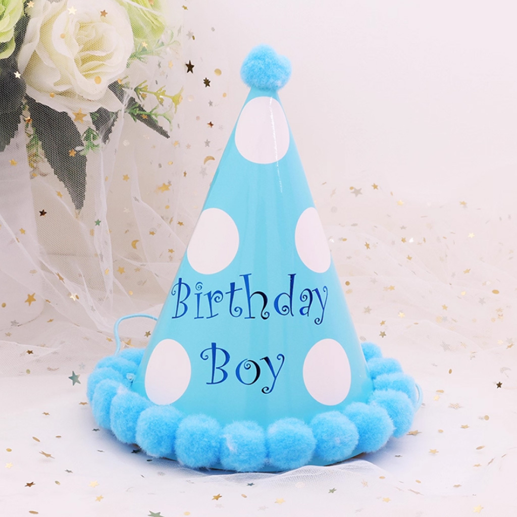 生日帽丨波點毛球款