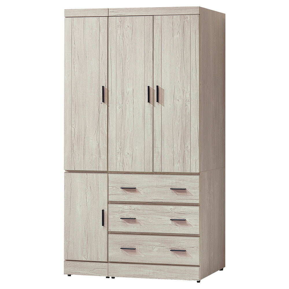 貝羅3.8尺四門三抽加高衣櫃