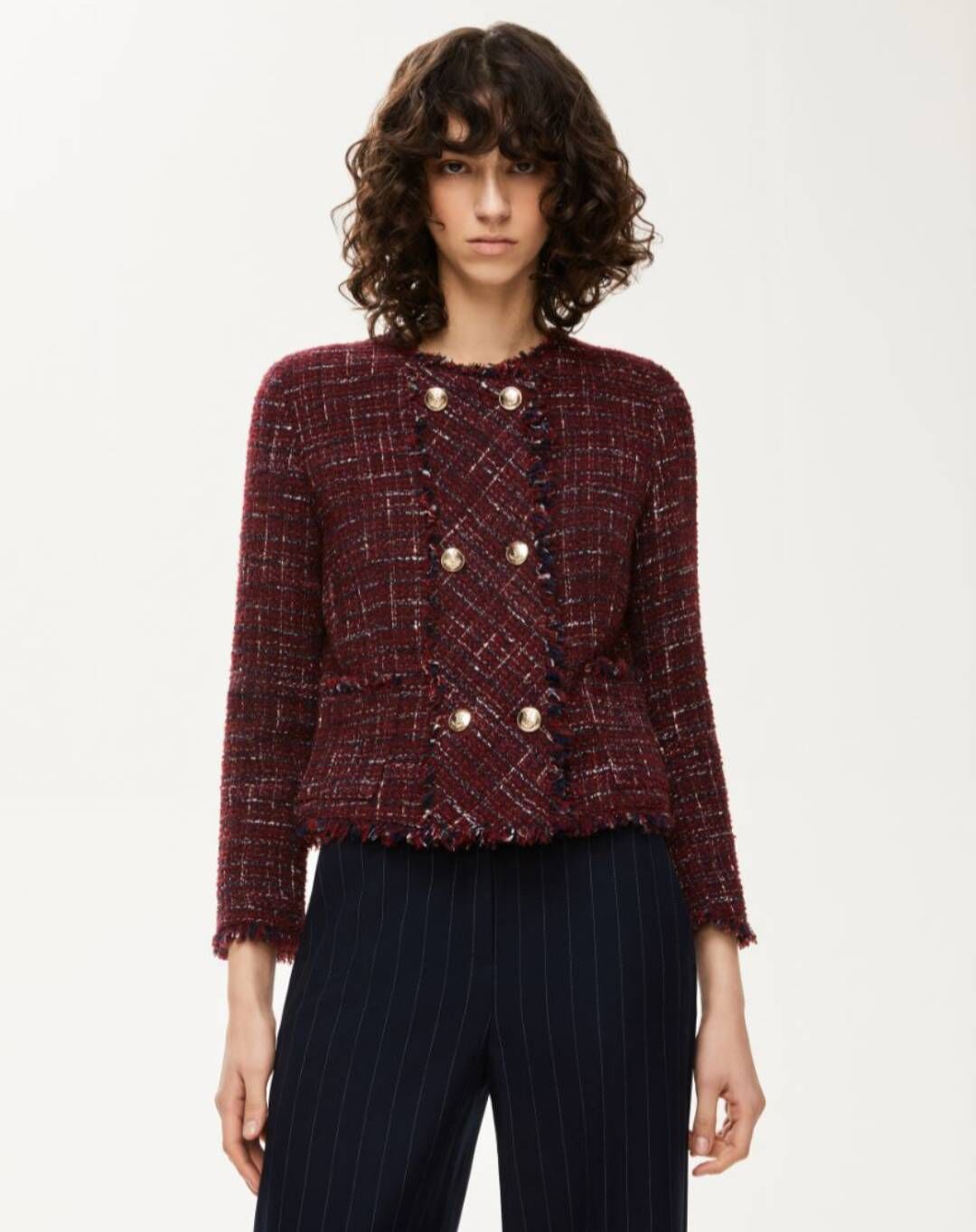 iBlues 雙排釦小香風毛呢外套