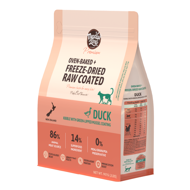 Meadowland | 烘焙鴨肉 + 青口凍乾塗層 全貓糧 907g