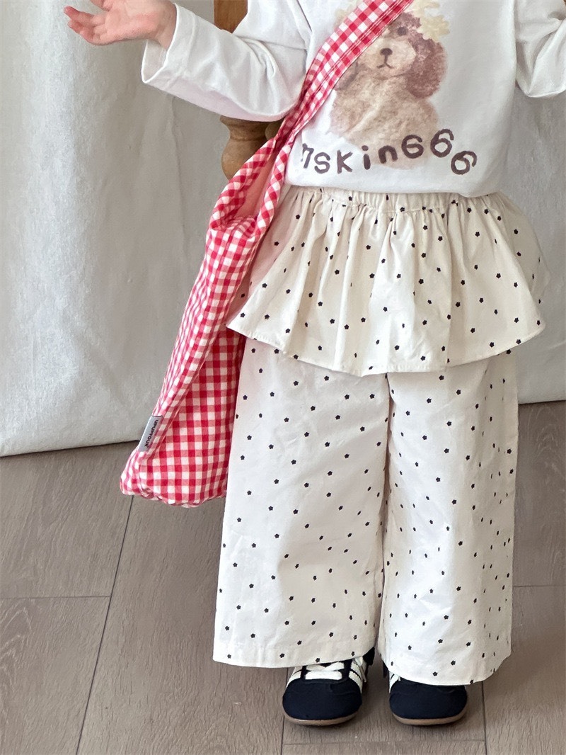 星星荷葉邊假兩件長褲