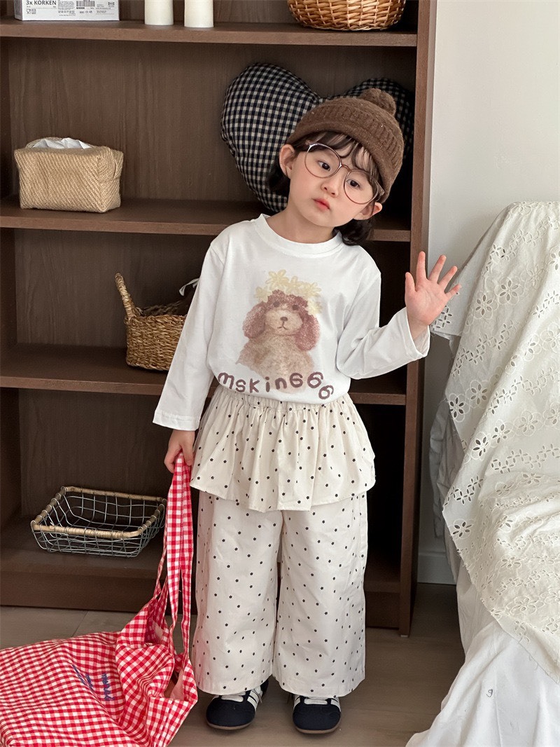 星星荷葉邊假兩件長褲