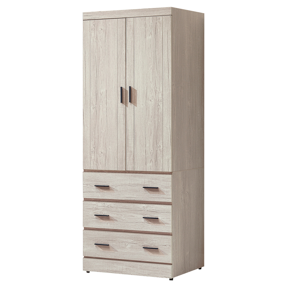 貝羅2.5尺二門三抽加高衣櫃