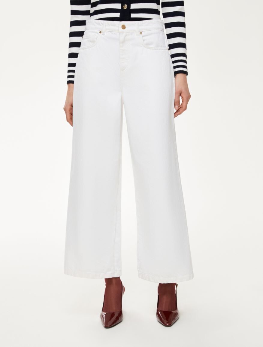 iBlues 純白高腰九分寬褲