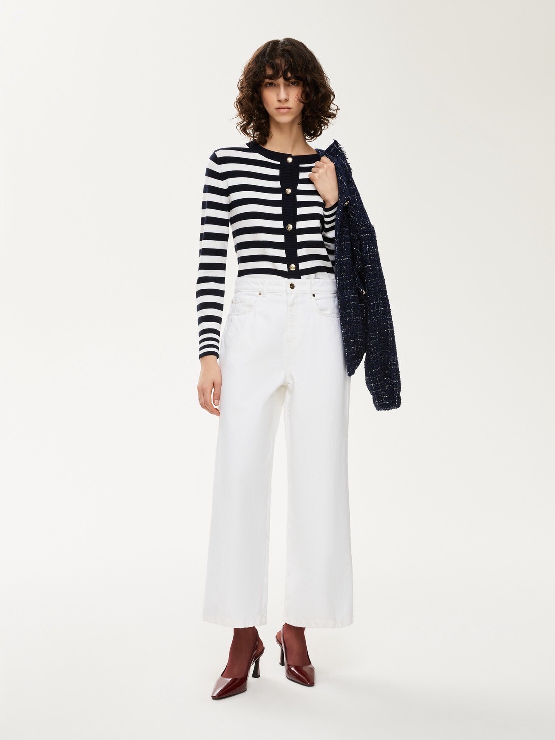 iBlues 純白高腰九分寬褲